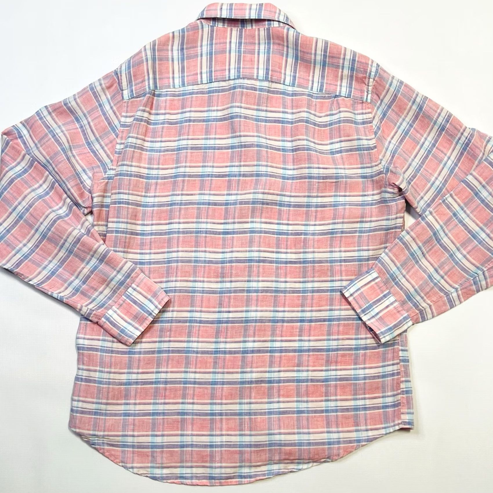 Faherty Faherty Cloud Shirt Mens Large Rose Buffalo Check Blue Pink Plaid Button-Up Size US L / EU 52-54 / 3 - 2 Thumbnail