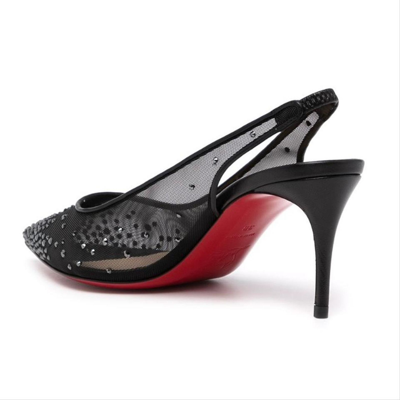 Christian Louboutin Follies Strass Sling 70 crystal embellished mesh pumps heels Size US 9 / IT 39 - 3 Thumbnail