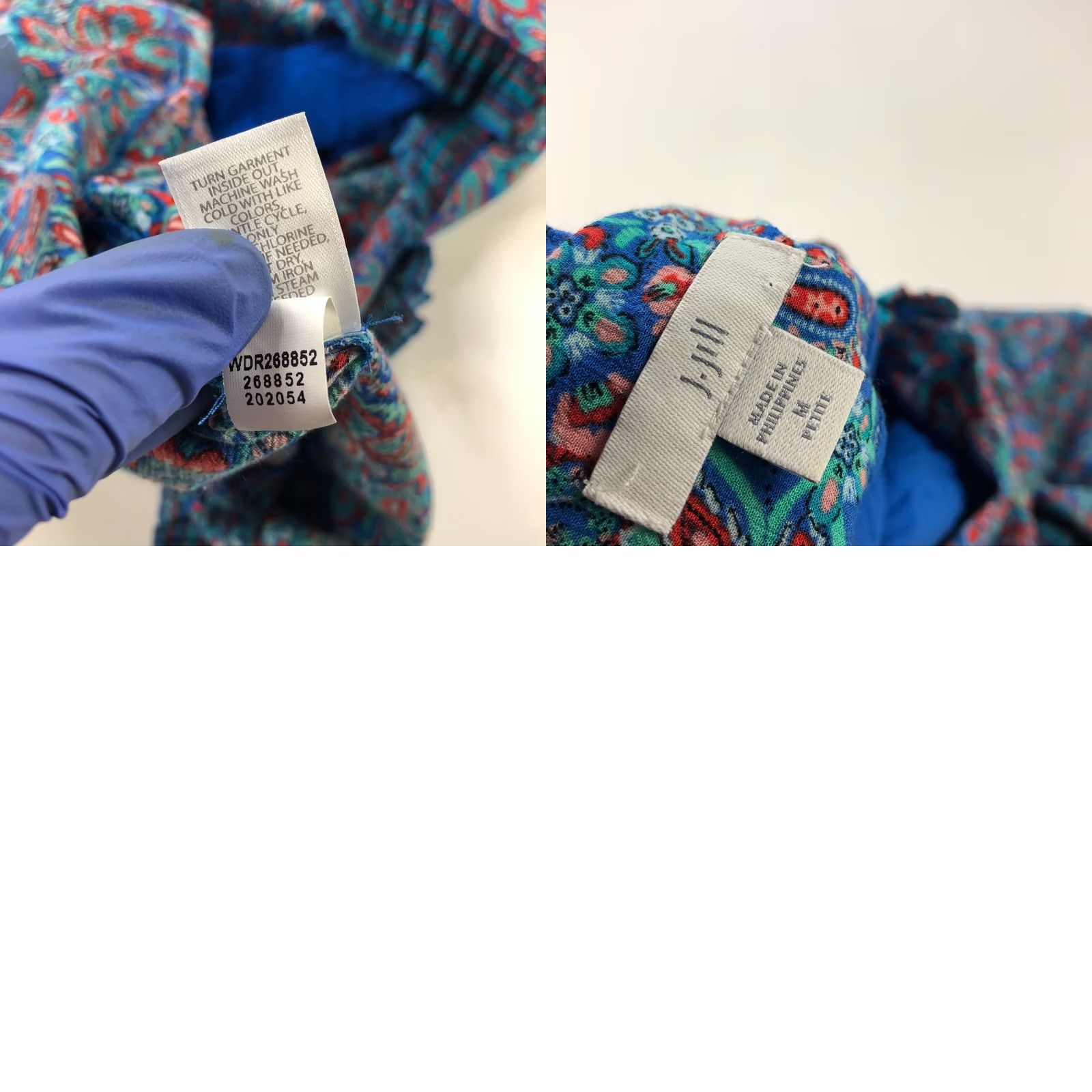 J. Jill J. Jill PM Petite 100% Rayon Paisley Ruffled Tiered Below Knee Dress Blue MINT Dress Size M / US 6-8 / IT 42-44 - 9 Thumbnail