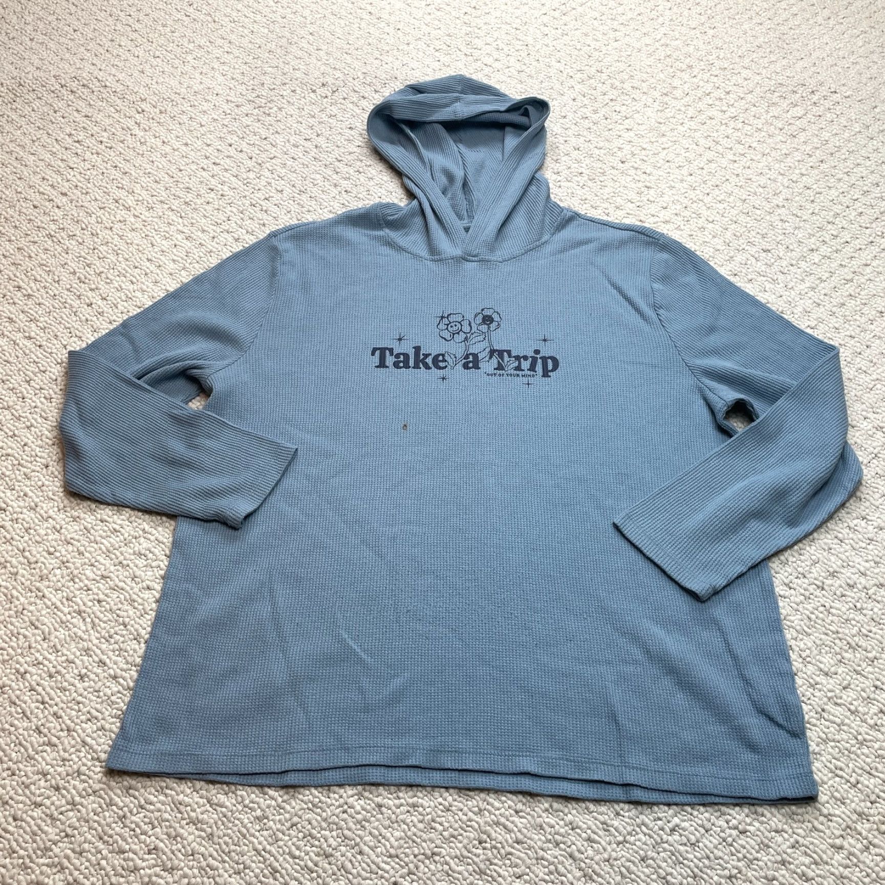 Logo 7 VINTAGE 4th Dimension Hoodie Sweatshirt Womens XL Pullover Take a Trip Logo Waffle Knit Blue Size XL / US 12-14 / IT 48-50 - 2 Thumbnail