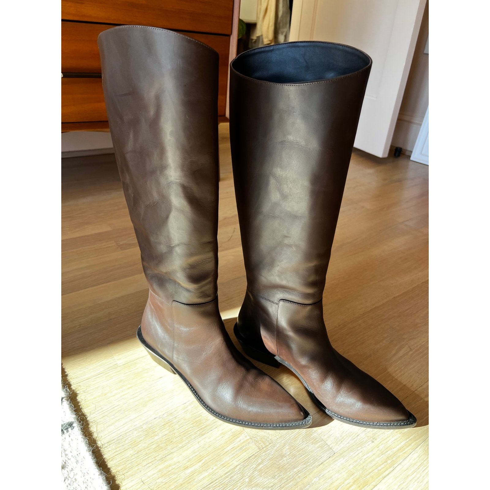 Tibi Tibi Wax Calf Leather Dean Boot Brown 39.5 SOLD OUT $995 box Size US 9.5 / IT 39.5 - 7 Thumbnail