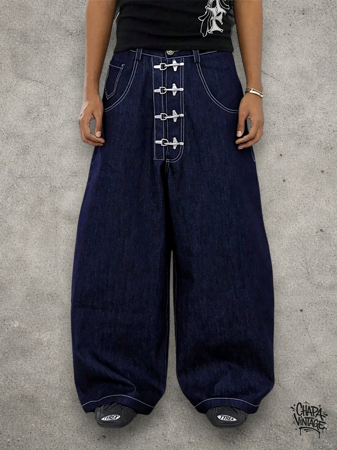 Vintage Wide dark blue jeans Size US 34 / EU 50 - 3 Thumbnail
