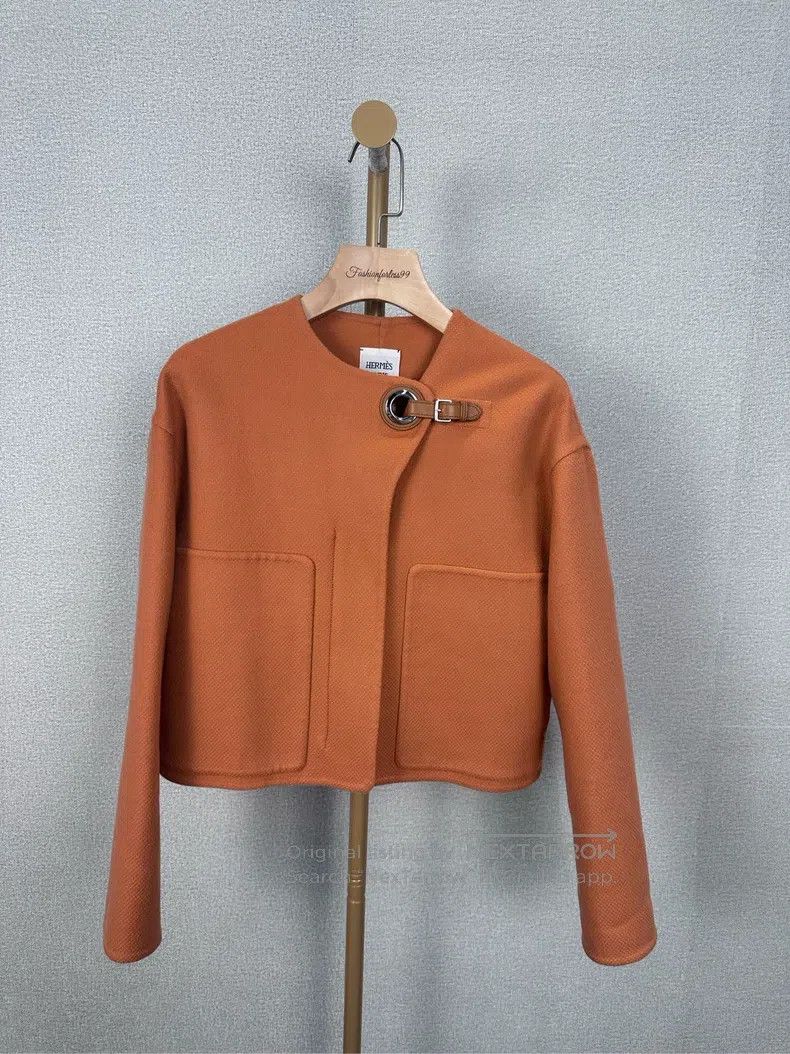 Hermes Hermes Orange Cashmere Outerwear Size XXS / US 00 / IT 34 - 1 Thumbnail