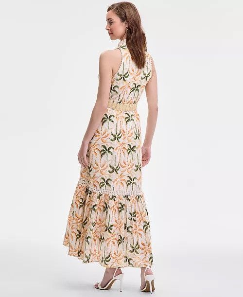 Ann Taylor NWT Taylor Printed Teffeta-Belted Front Button Maxi Dress Size M / US 6-8 / IT 42-44 - 4 Thumbnail