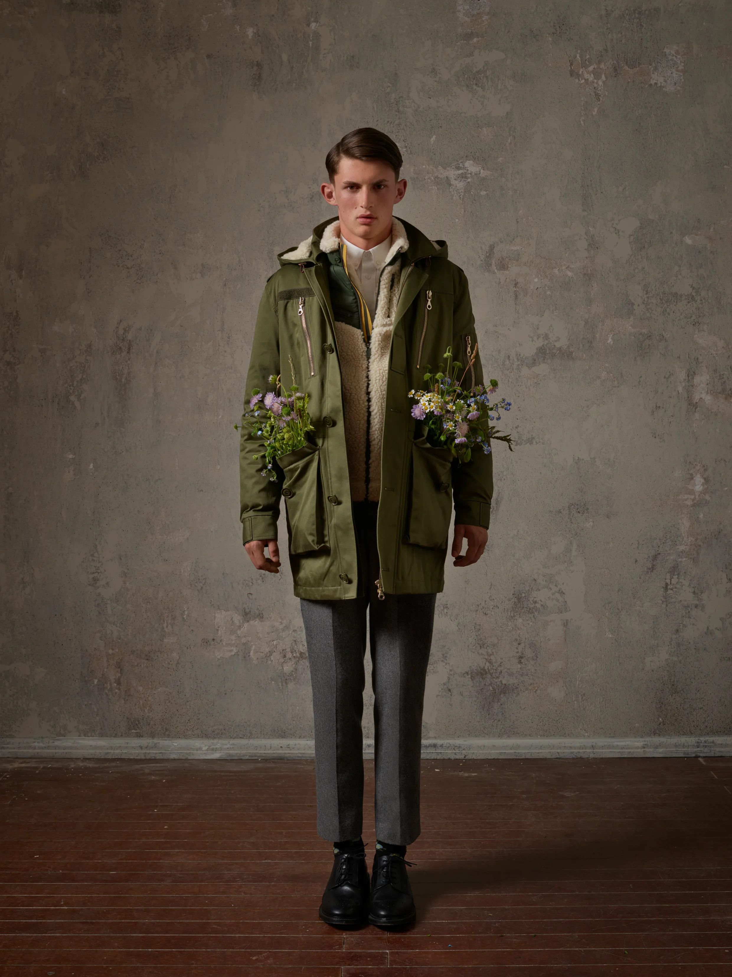 Erdem ERDEM H&M Men Pile Lined Cotton Parka Khaki Green Coat Size US M / EU 48-50 / 2 - 2 Thumbnail