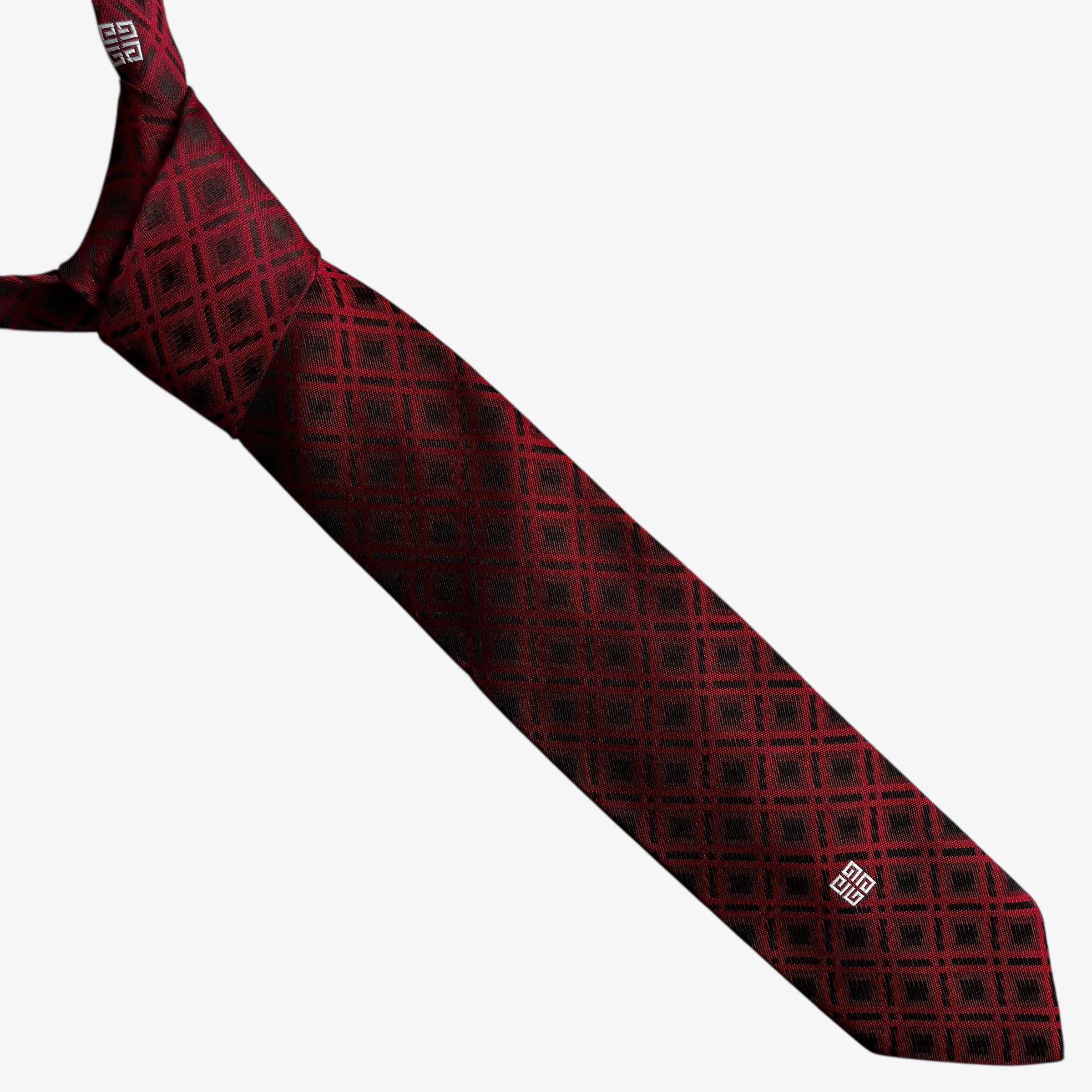 Givenchy Vintage 80s Givenchy Gentlemen Checkered Print Red Tie Size ONE SIZE - 1 Thumbnail