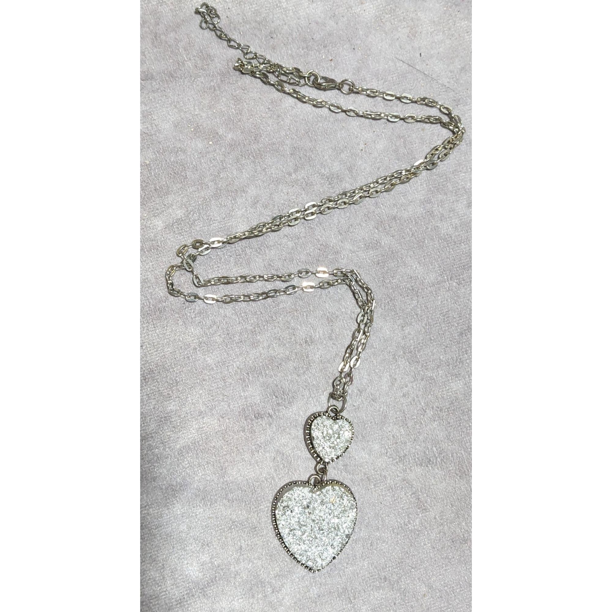 Other Silver Druzy Double Heart Necklace Size ONE SIZE - 9 Thumbnail