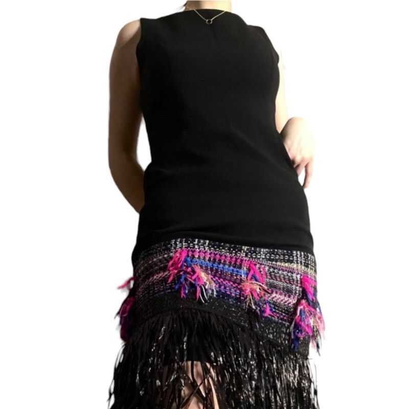 MILLY MILLY Black Multi Color-Couture Tweed Fringe Dress. Sz 4 New Size S / US 4 / IT 40 - 6 Thumbnail
