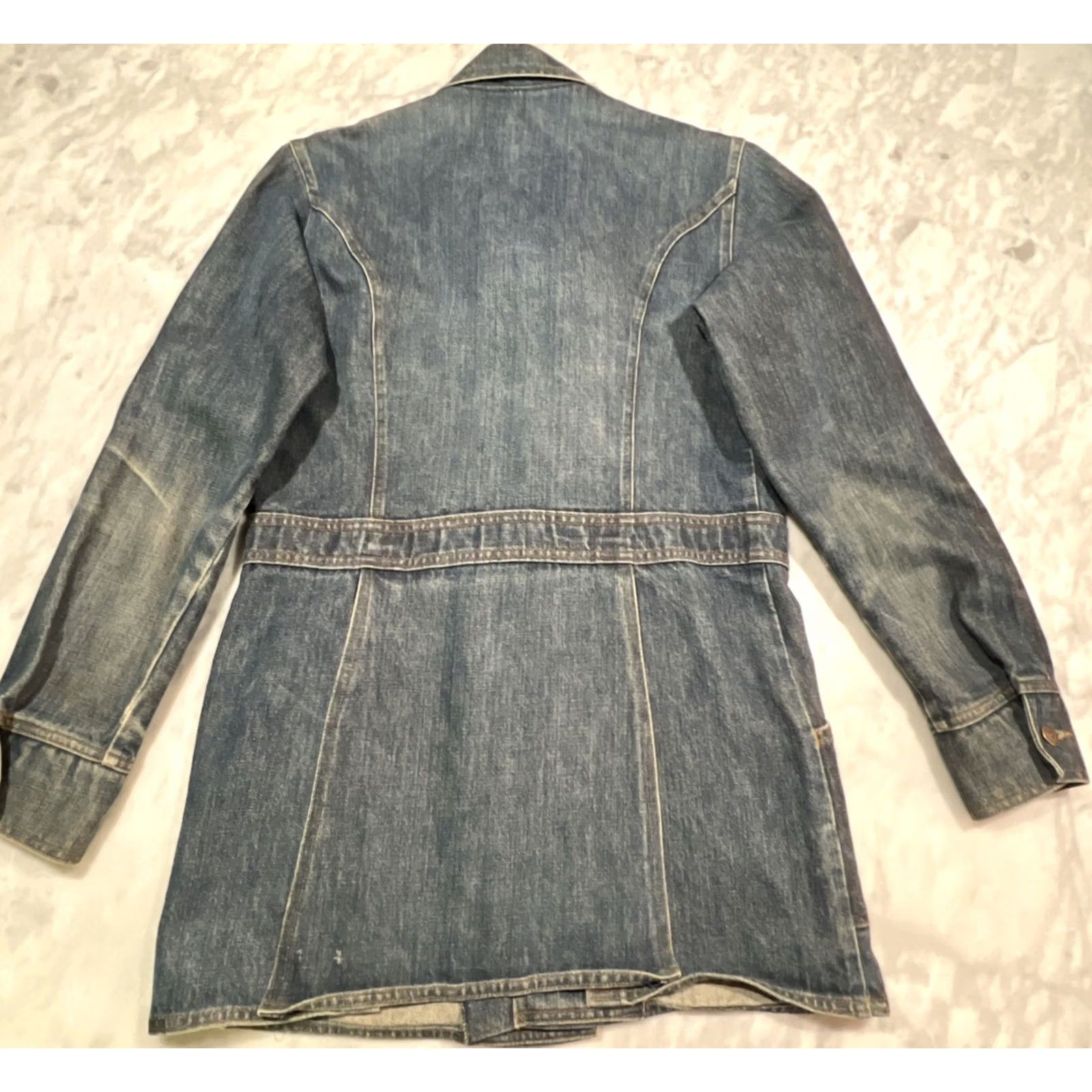 Levi's VINTAGE Levi’s Jacket Men's M Orange Tab Split Tail Chore Long Denim Blue 70s Workwear Size US 31 - 6 Thumbnail