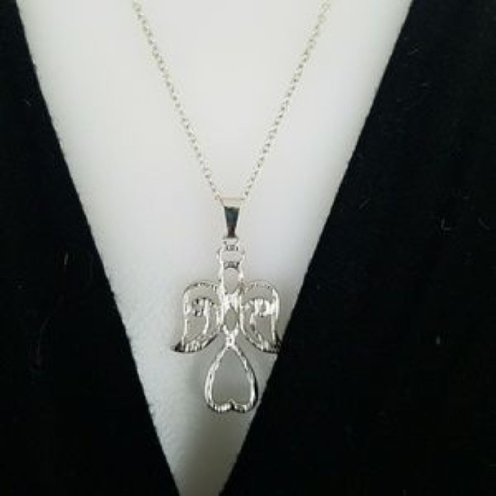 Other Angel Drop Sterling Silver Plated Holiday Christmas Necklace Size ONE SIZE - 4 Thumbnail