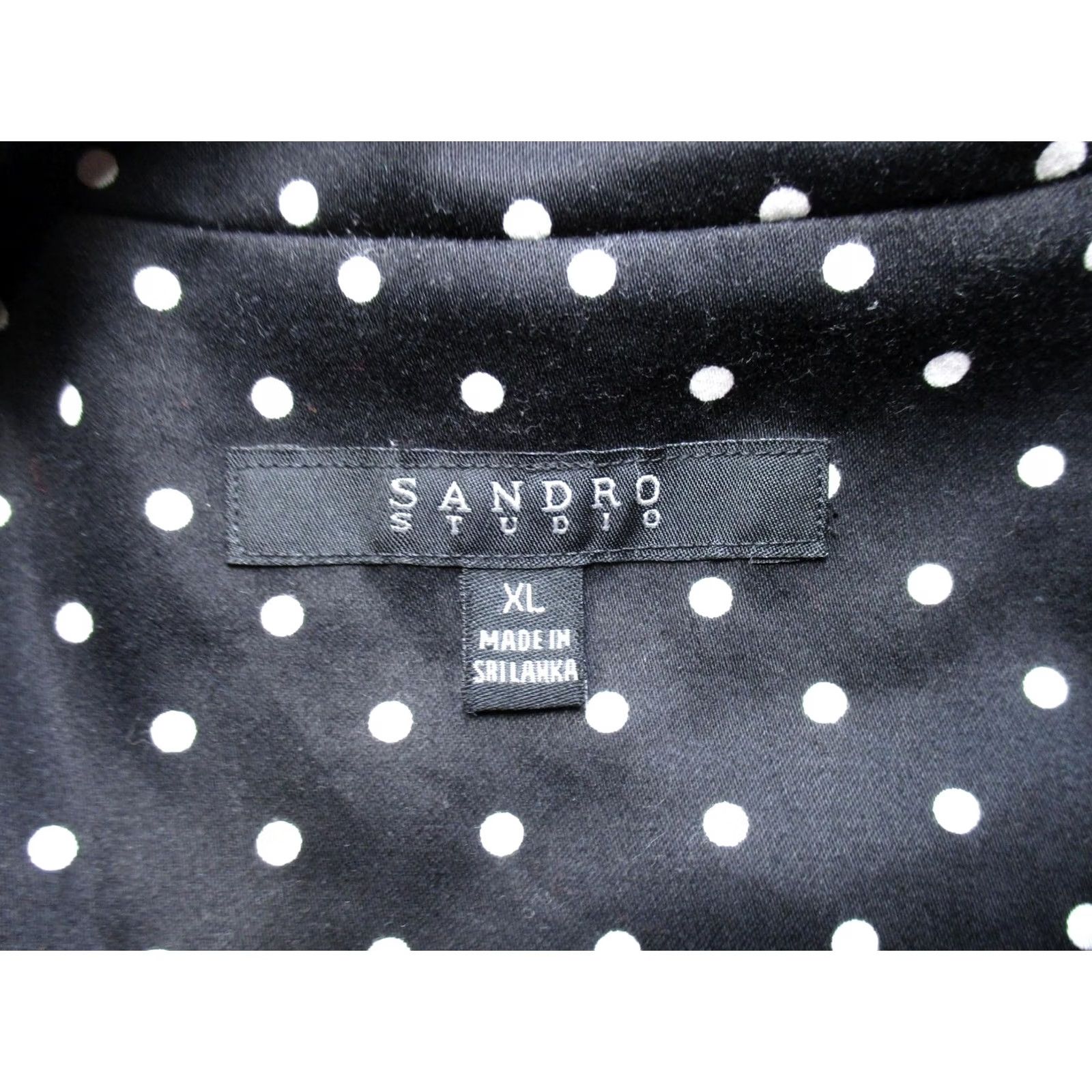 Sandro Sandro Studio Blazer Womens XL Black Polka Dot Button Stretch Jacket Size XL / US 12-14 / IT 48-50 - 3 Thumbnail
