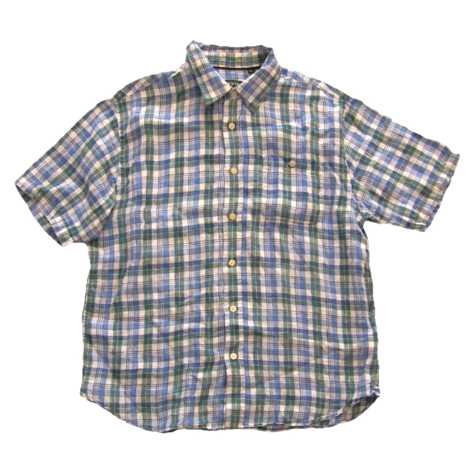 Orvis Orvis 100% Linen White Green Blue Plaid Short Sleeve Button Down Shirt Large Size US L / EU 52-54 / 3 - 2 Thumbnail