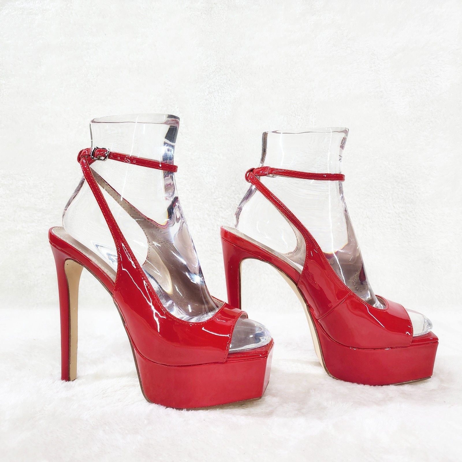 Other Evie Ankle Slingback High Heels Platform Shoes Pumps Red Pat Size US 6.5 / IT 36.5 - 5 Thumbnail