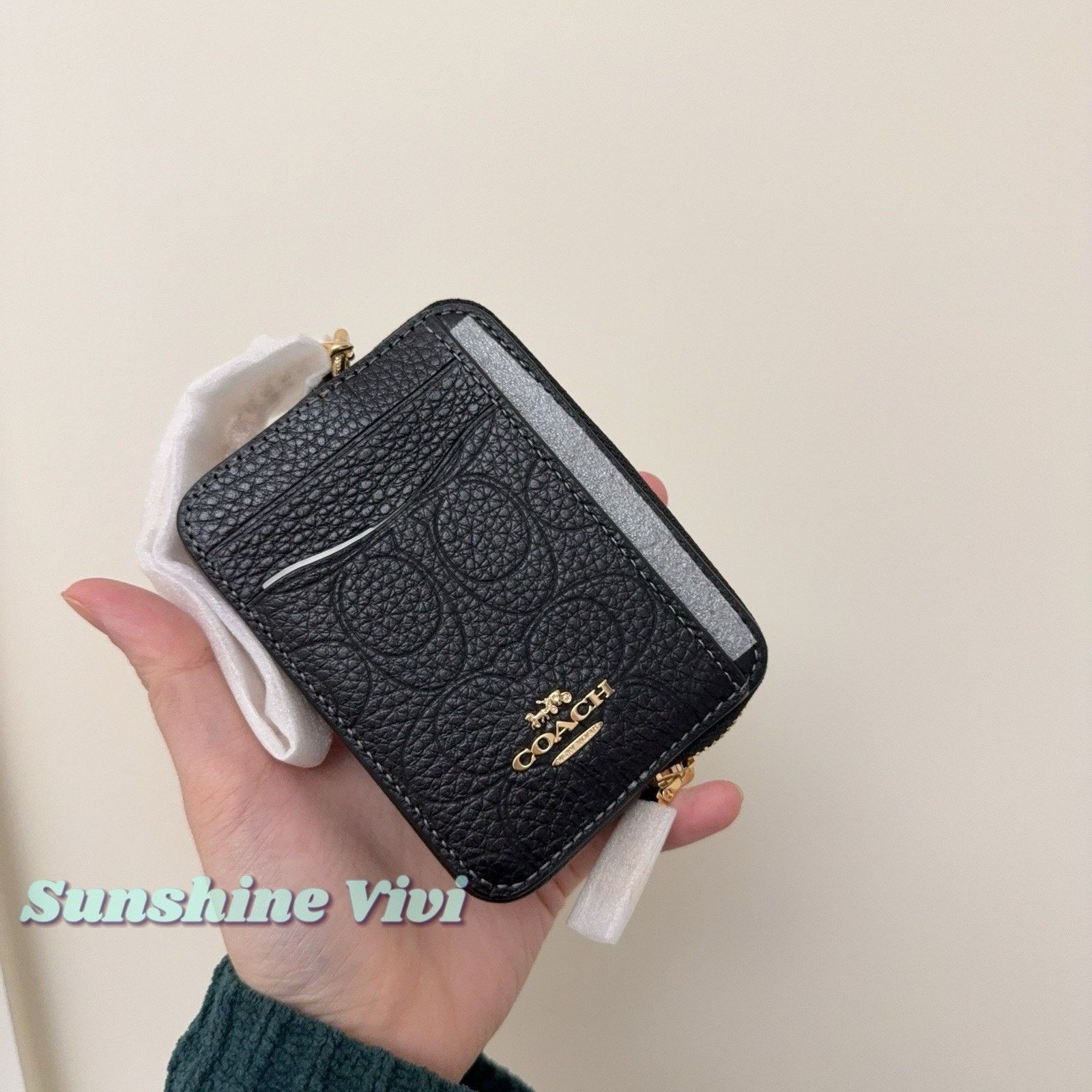Coach NWT Coach Zip Card Case Zip Card Case Leather CCS83 Black Size ONE SIZE - 4 Thumbnail