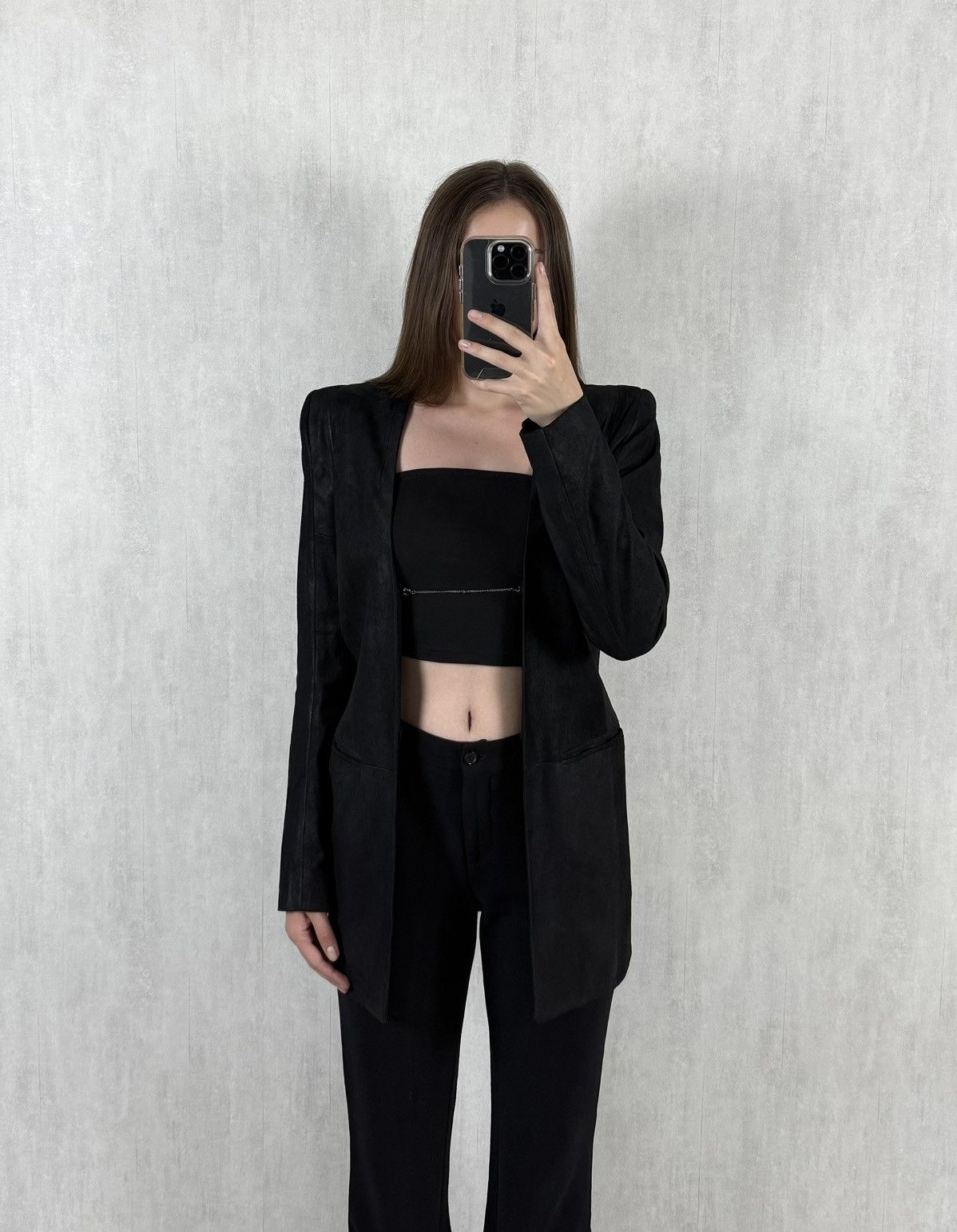 Ann Demeulemeester Leather Blazer With 925 Silver Chain