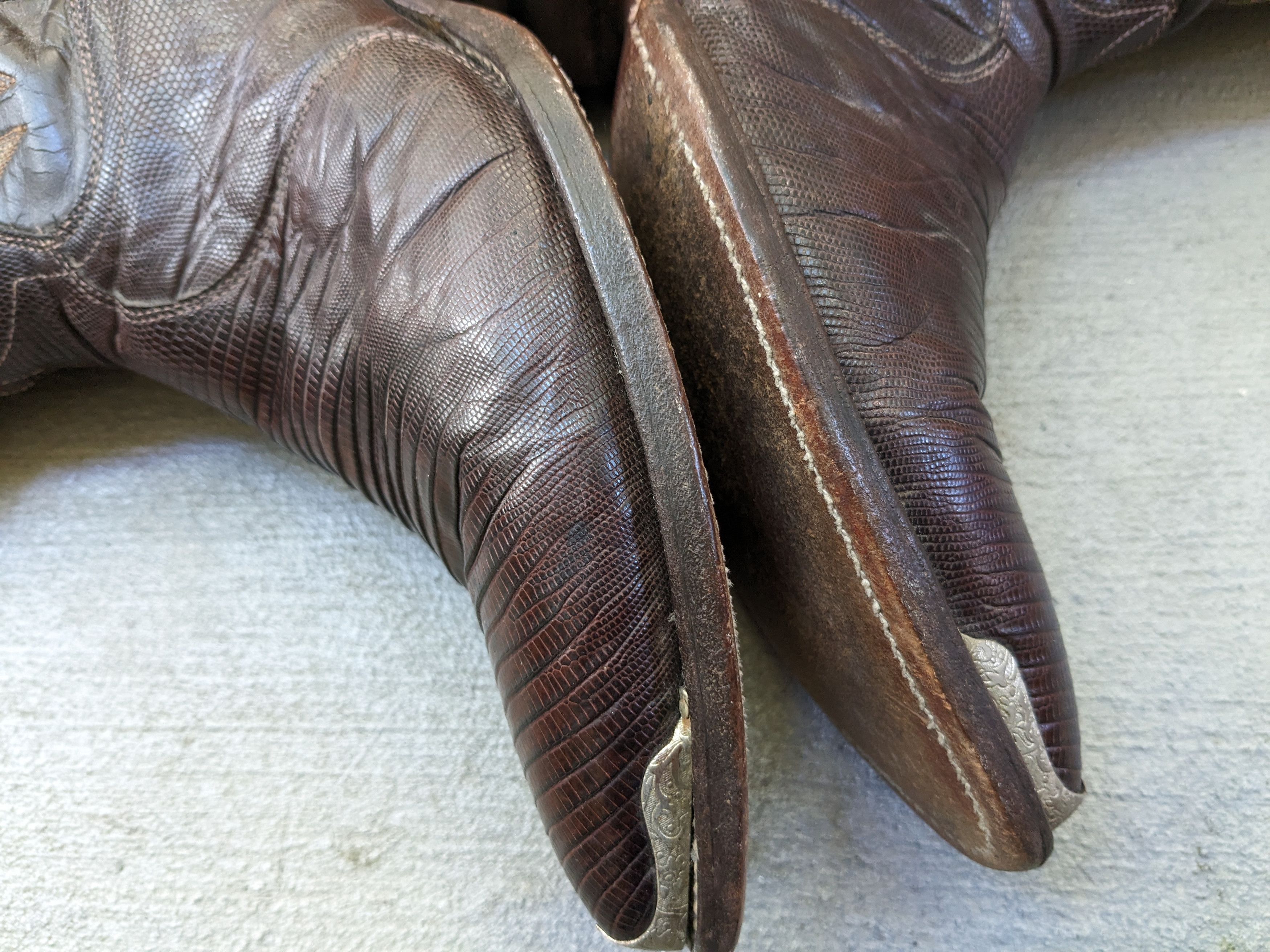 Vintage Justin Lizard Cowboy Boots Brown 9 D Leather USA Size US 9 / EU 42 - 14 Thumbnail