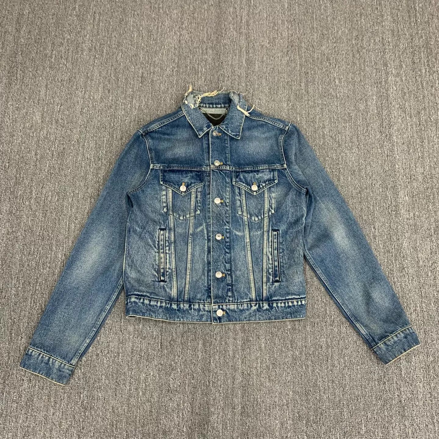 Balenciaga Balenciaga Blue Coke Washed Distressed Denim Jacket 46 95New Size US S / EU 44-46 / 1 - 1 Thumbnail