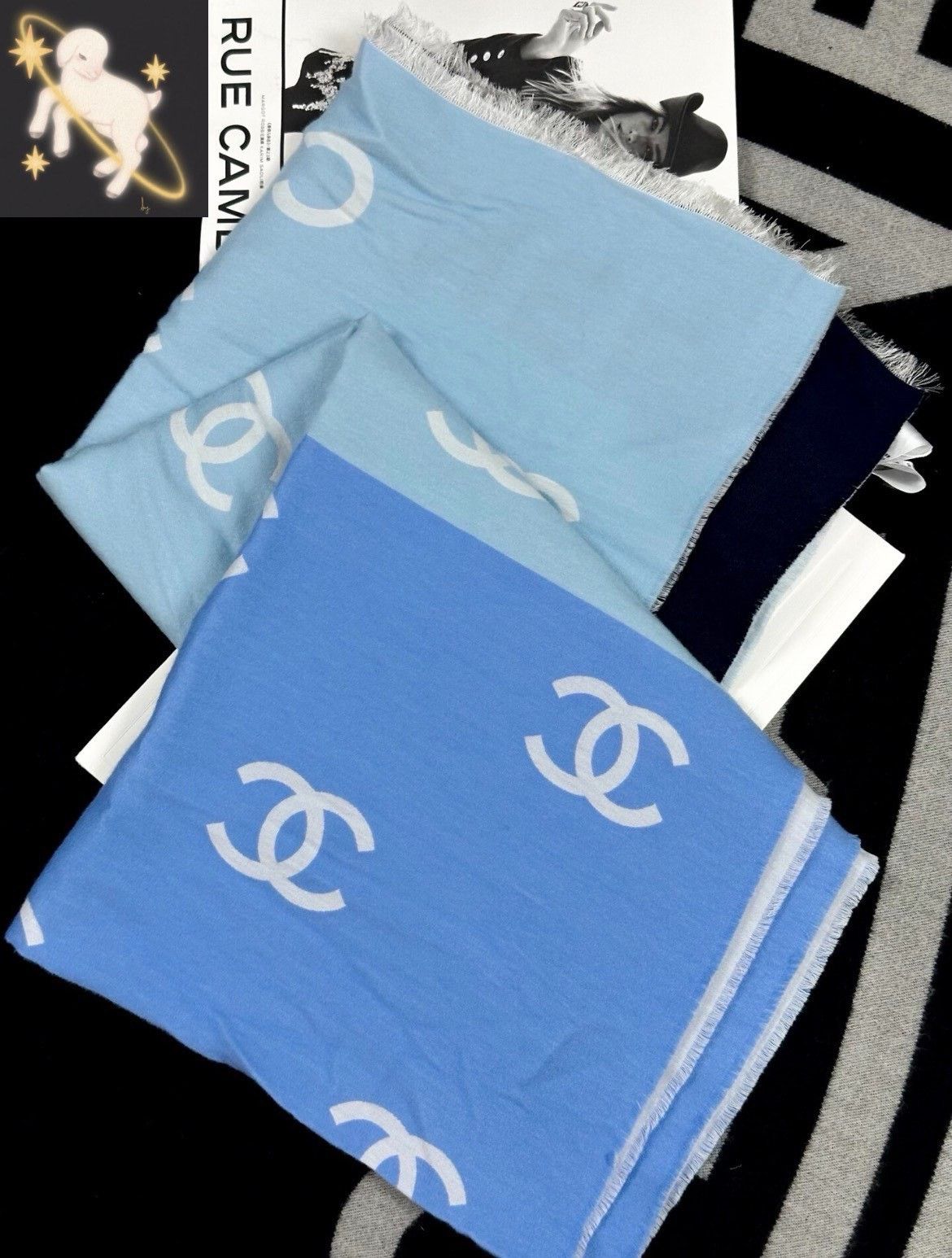 Chanel Chanel Blue Scarf 25 Men Size ONE SIZE - 1 Thumbnail