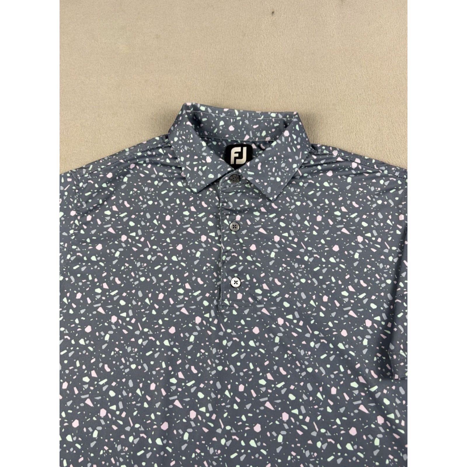 Footjoy Footjoy Polo Shirt Men’s Size M Geometric All Over Print Golf Performance Short Sleeve Collared Blue Polyester Athletic Regular Men Size US M / EU 48-50 / 2 - 2 Thumbnail