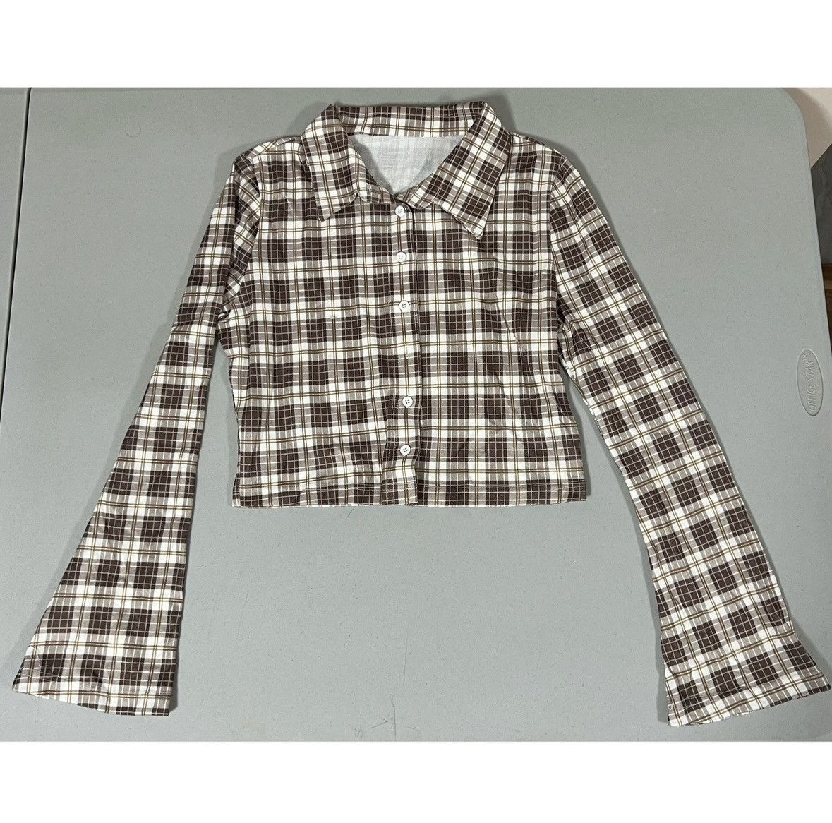 Vintage Plaid Collared Button-Down Long Sleeve Shirt Blouse Size M ✨ Size M / US 6-8 / IT 42-44 - 1 Thumbnail