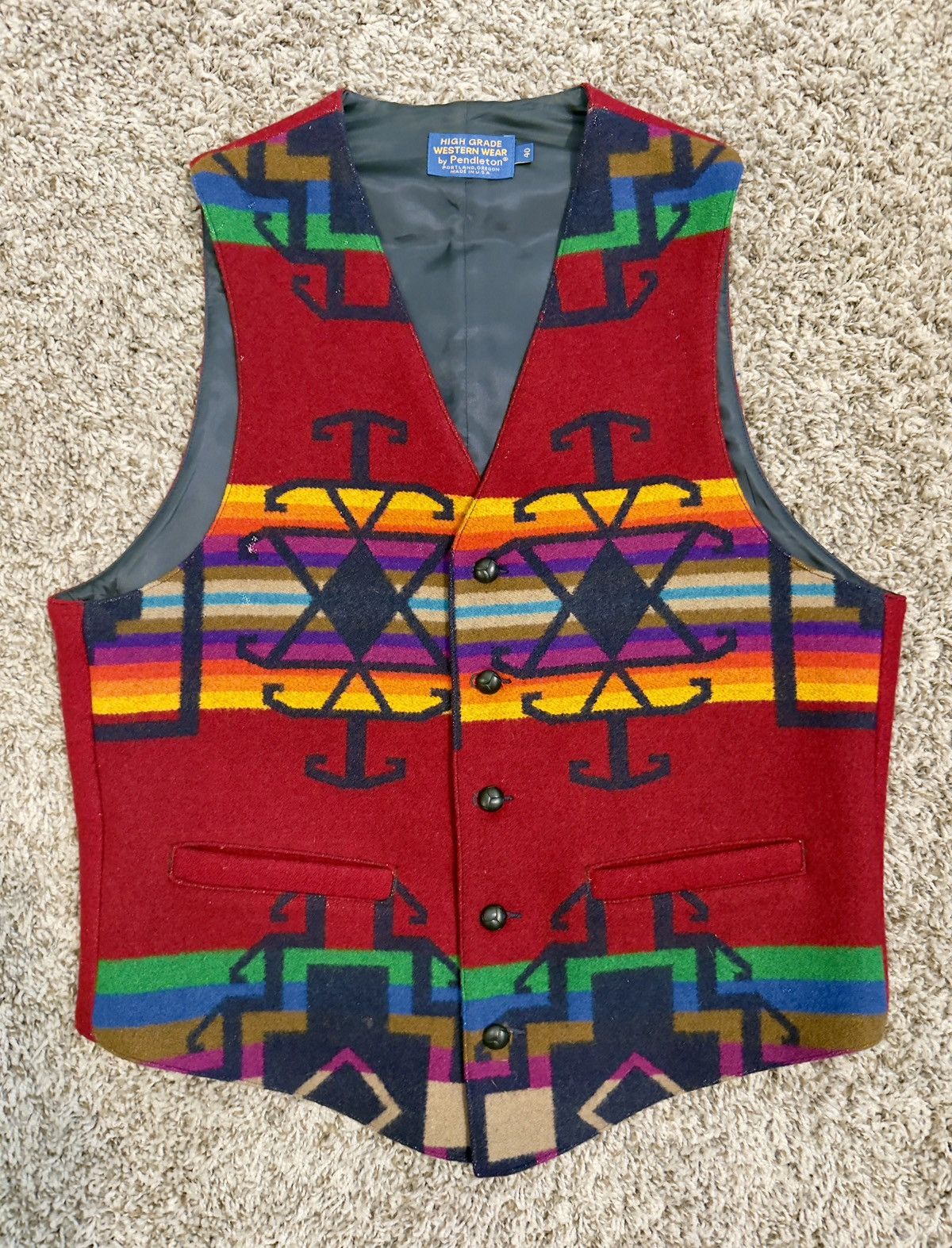 Pendleton Vintage Pendleton Western Wool Vest Size 40 Made in USA Size US M / EU 48-50 / 2 - 1 Thumbnail
