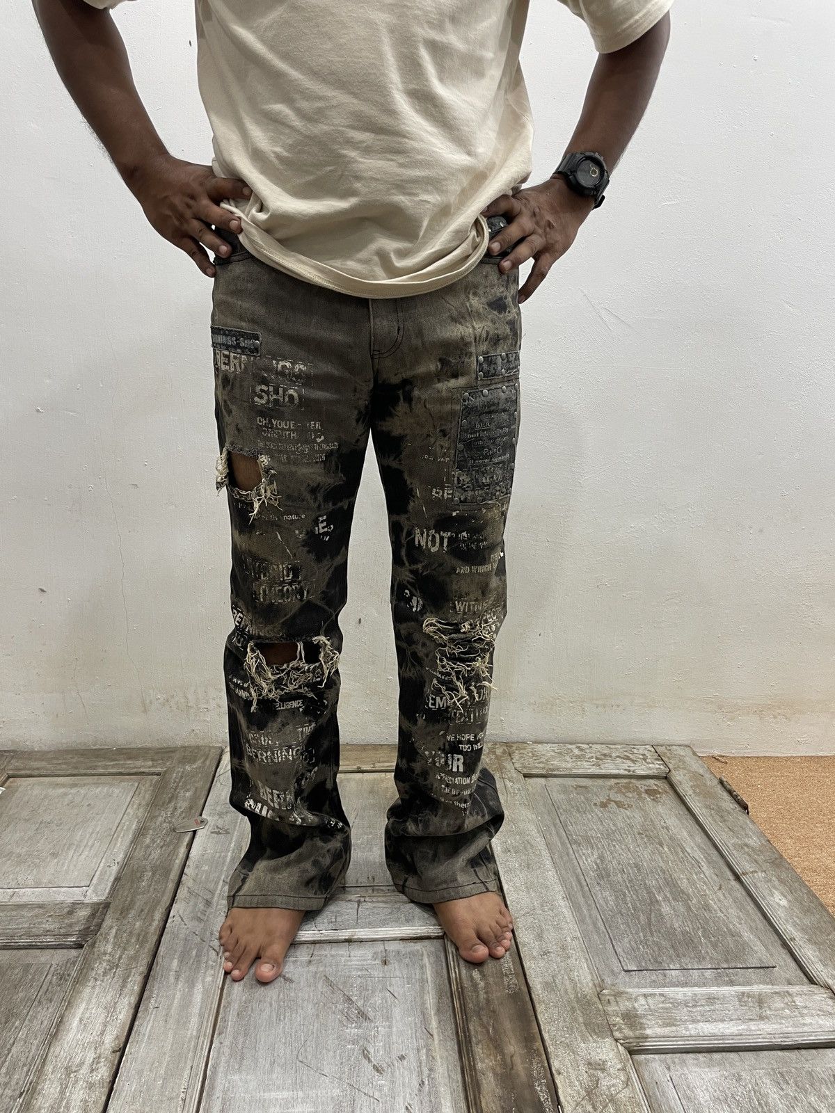 Hysteric Glamour × Japanese Brand Japanese Bernings Sho Printed Punk Bootcut Jeans wc 354 Size US 31 - 12 Thumbnail