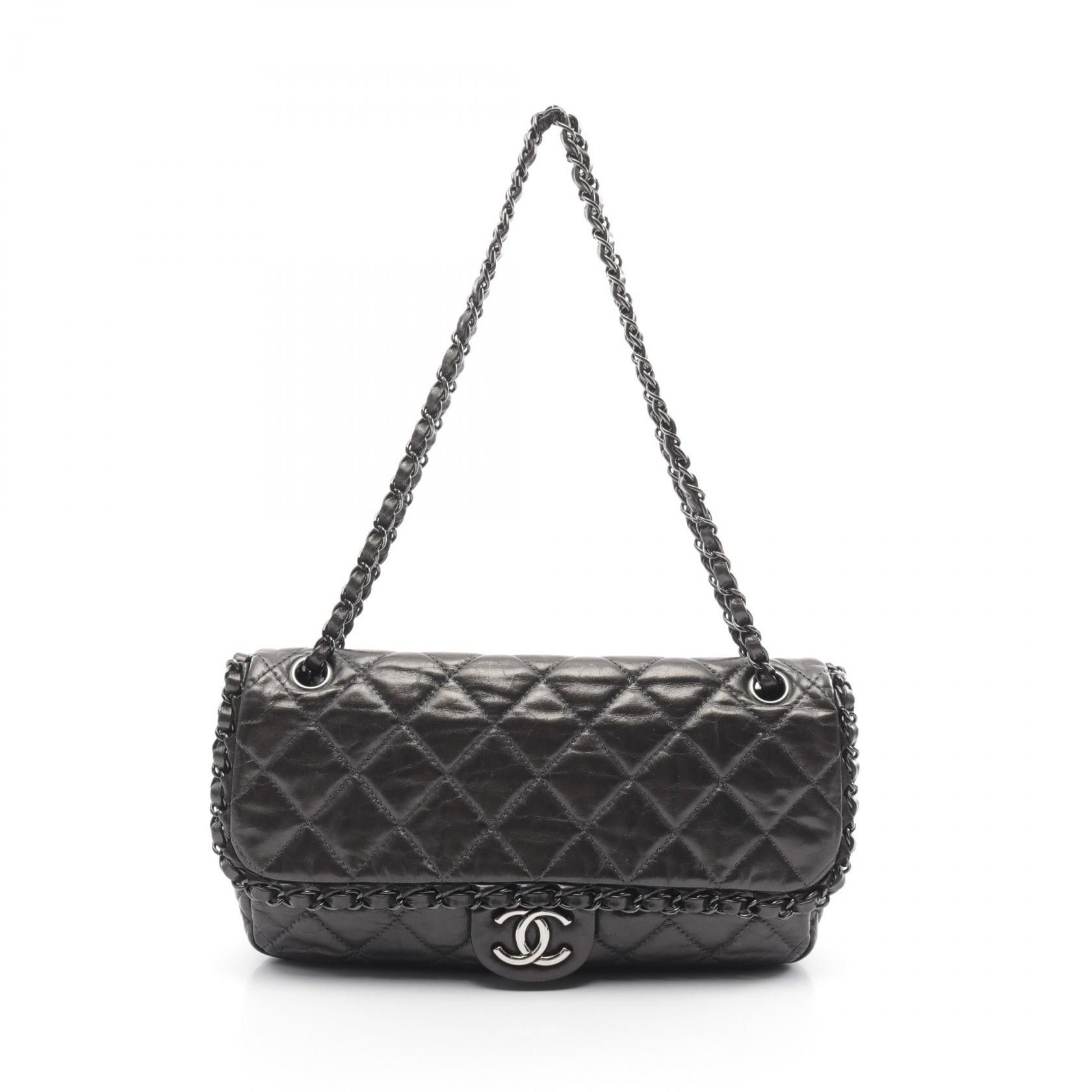 Chanel Chanel Matelasse Chain Around Calf Shoulder Bag Leather Shoulder Bag in Grey, Women's
