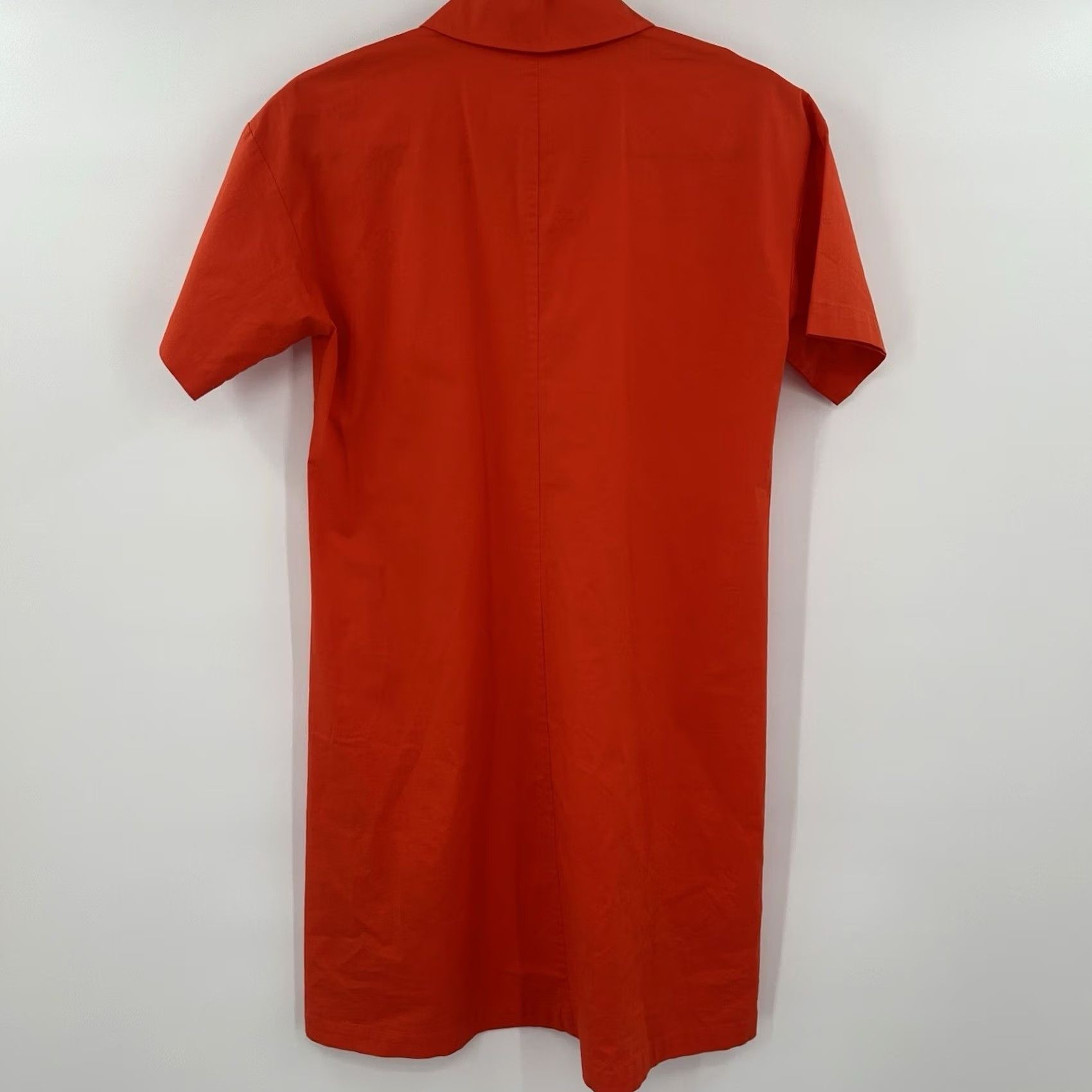 Eileen Fisher Eileen Fisher Shirt Dress Womens Orange Cotton Blend Short Sleeve Collared Knee Length Pockets Casual Workwear 2XS Size XXS / US 00 / IT 34 - 3 Thumbnail