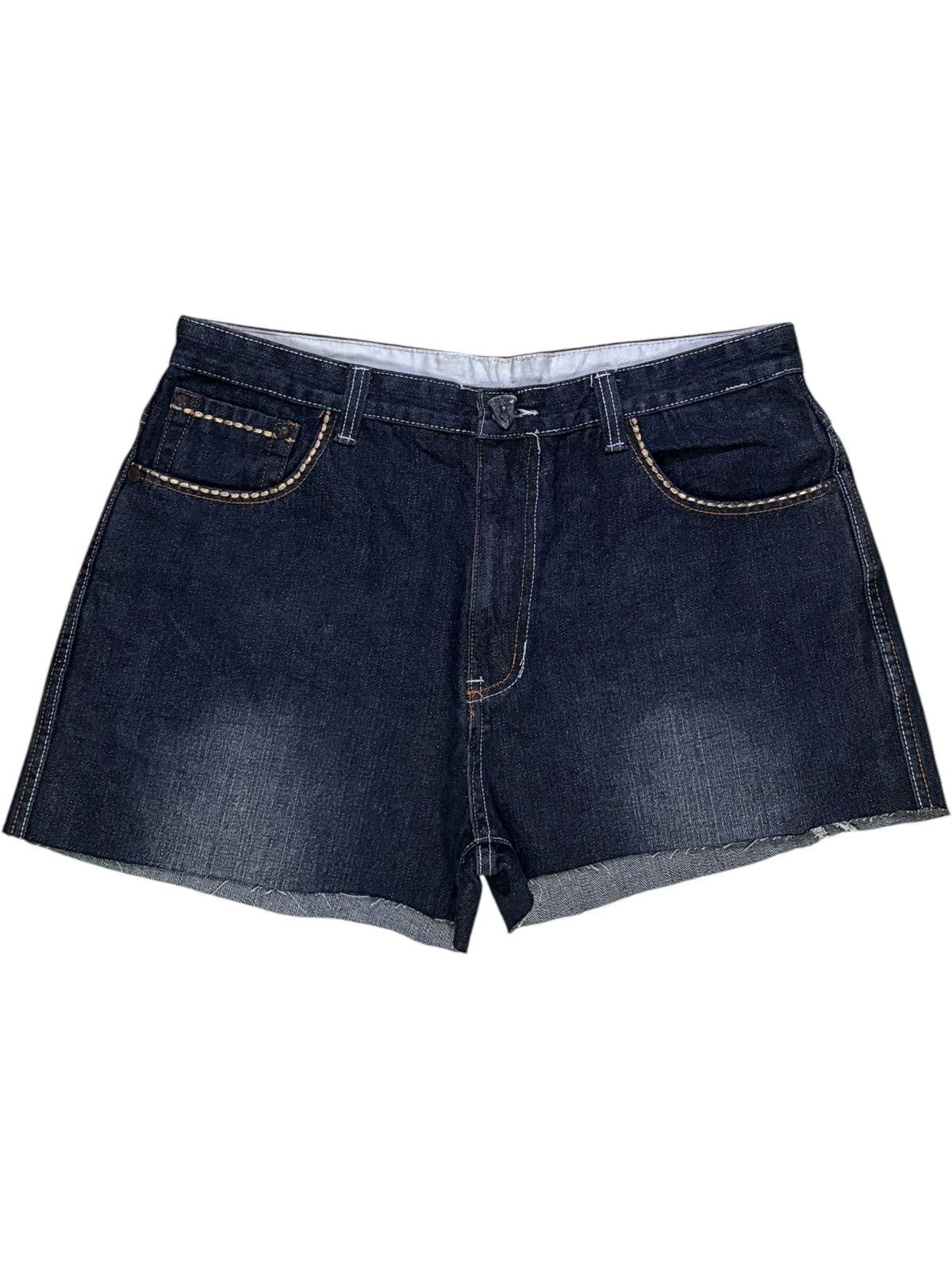 Black Label × Japanese Brand Vintage Black Label Spell Out Embroidery Jean Shorts Size 34" / US 12 / IT 48 - 1 Thumbnail