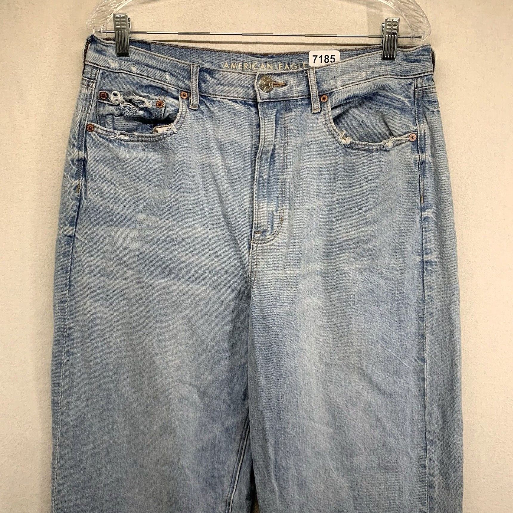 American Eagle Outfitters American Eagle High Rise Straight Leg Jeans Womens Blue Size 14 100% Cotton Size 36" / US 14 / IT 50 - 4 Thumbnail