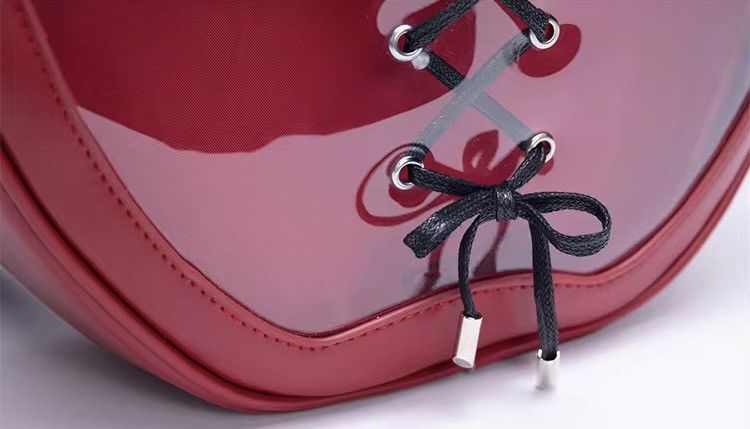 Japanese Brand Kawaii Red Punk Pu Leather Apple Women Backpack Size ONE SIZE - 7 Thumbnail
