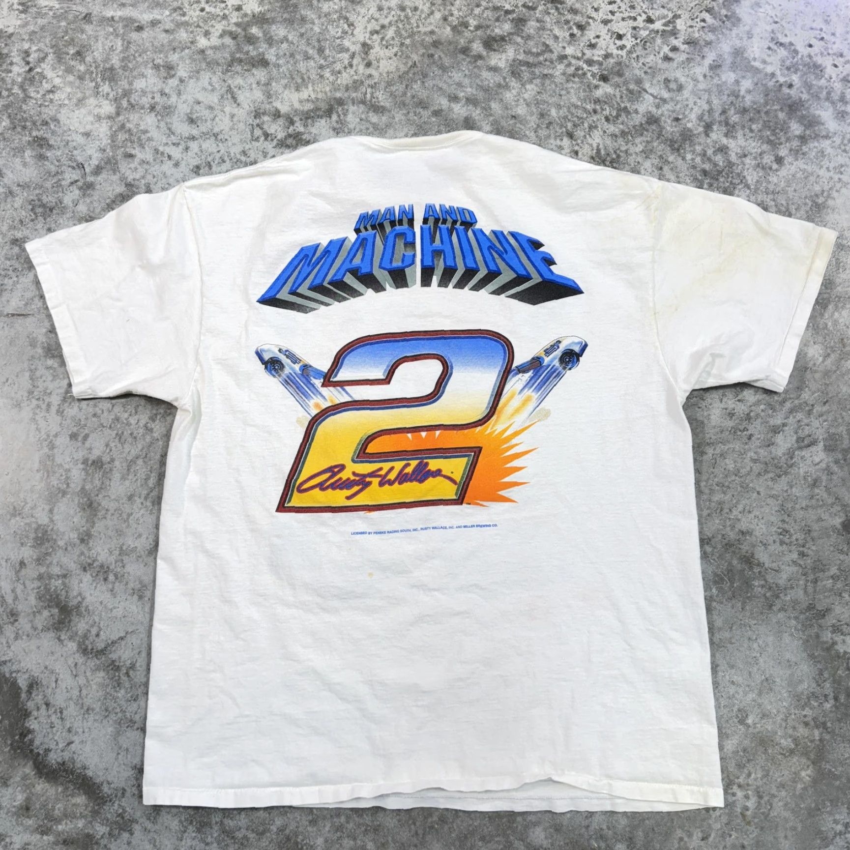 Vintage VINTAGE Nike Shirt Mens 2XL White Racing Graphic 90s Miller Lite NASCAR Rusty Wallace T-Shirt Size US XXL / EU 58 / 5 - 6 Thumbnail