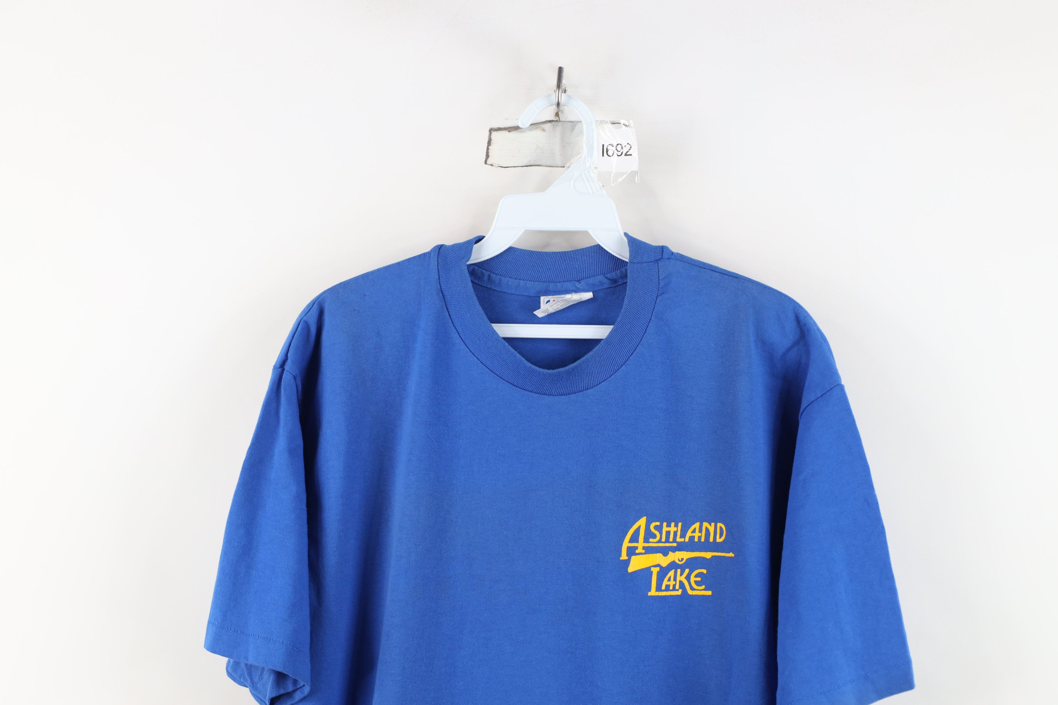 Vintage Vintage 80s 90s Ashland Lake Gun Club T-Shirt Blue USA Size US XL / EU 56 / 4 - 2 Thumbnail