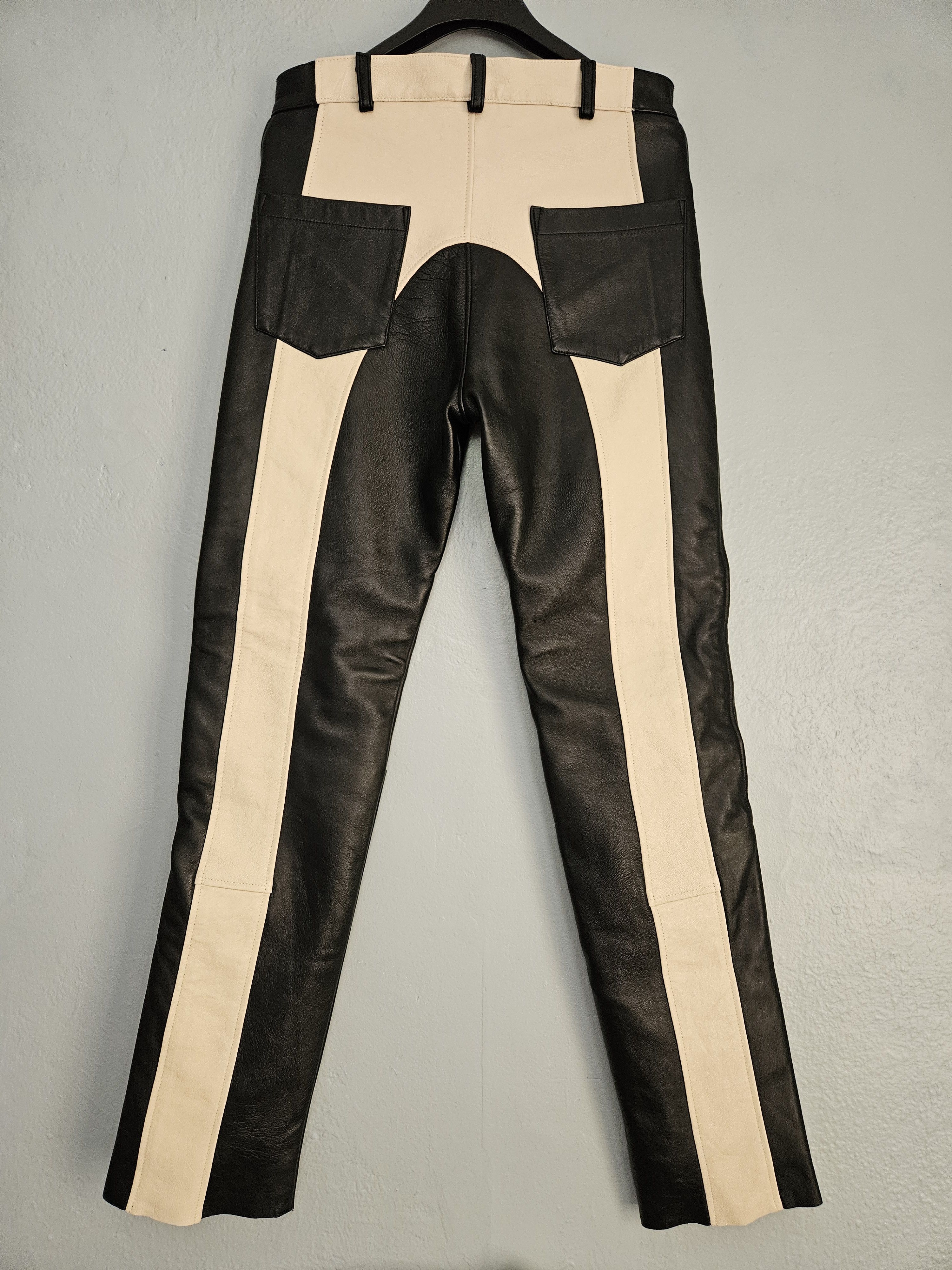 Satoshi Nakamoto Black Leather Moto Track Pants Size US 32 / EU 48 - 2 Thumbnail