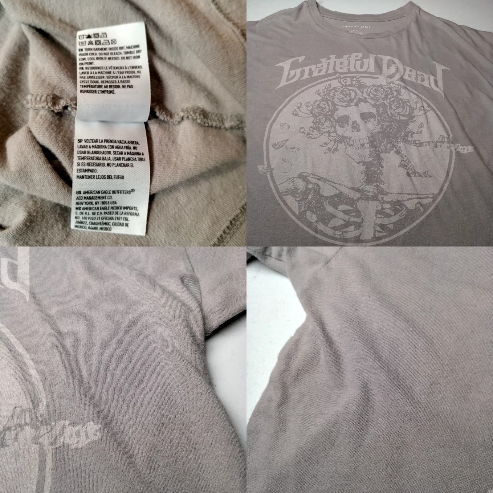 Vintage Grateful Dead Shirt Medium American Eagle Gray Bertha Skull Roses Rock Band Mens T-Shirt Short Sleeve Crew Neck Graphic - Size US M / EU 48-50 / 2 - 9 Thumbnail