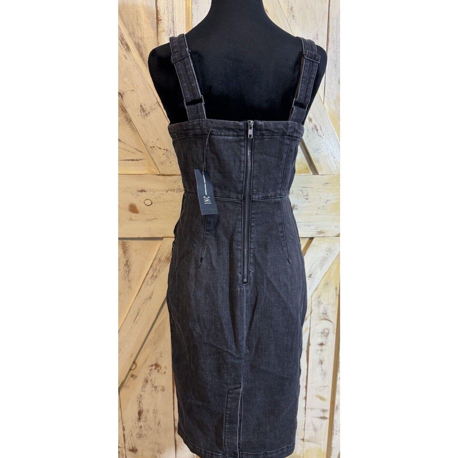 I.N.C INC Women’s Lace Up Denim Dress | Deep black | Size 0 Size S / US 4 / IT 40 - 7 Thumbnail