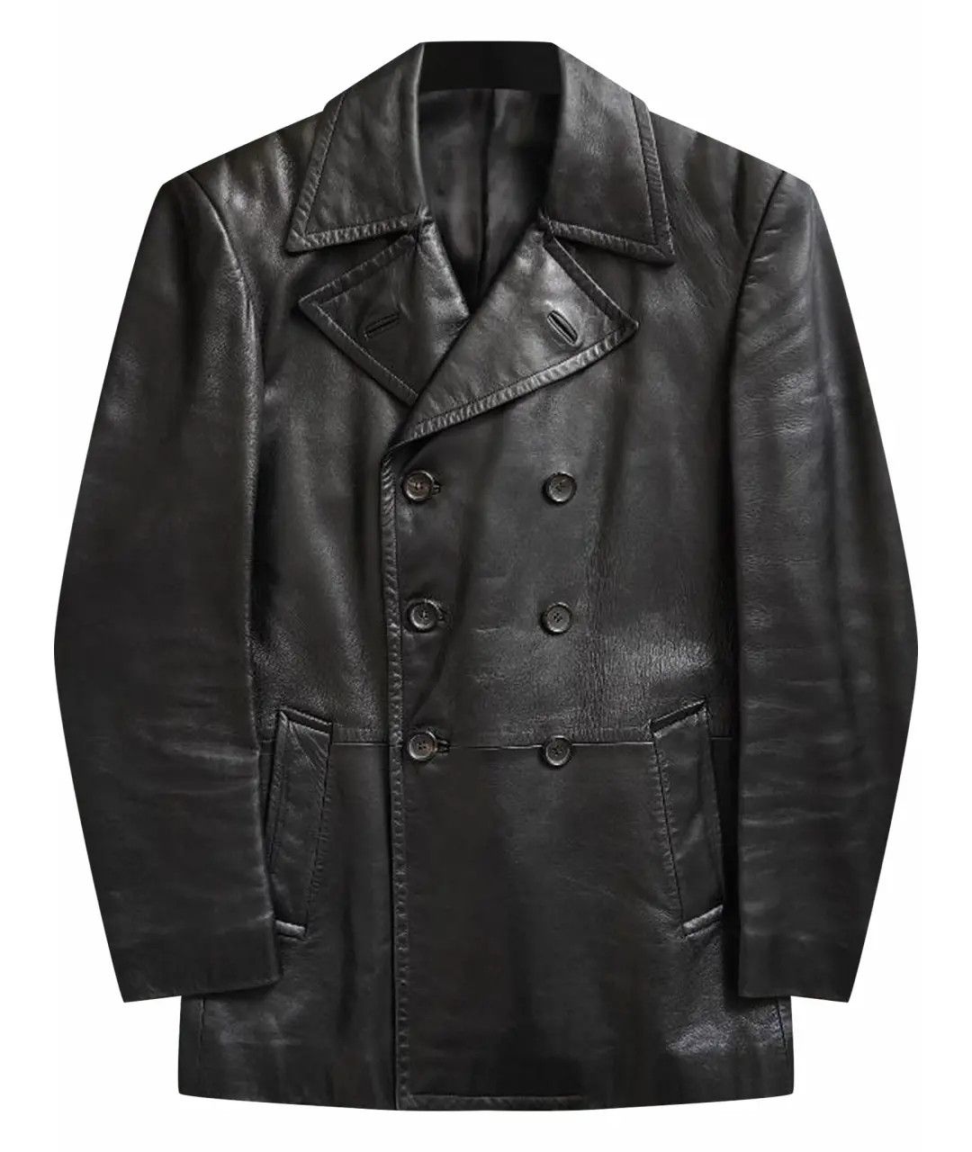 Gucci Double-Breasted Leather Peacoat Tom Ford Era