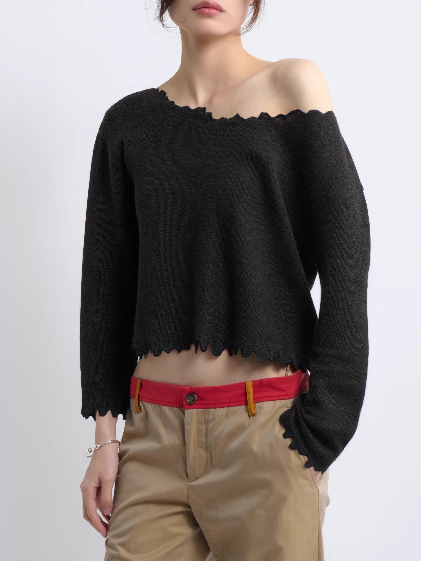 Kenzo KENZO 80s Vintage Wavy Hem Linen Blend Knit Top Size XS / US 0-2 / IT 36-38 - 7 Thumbnail