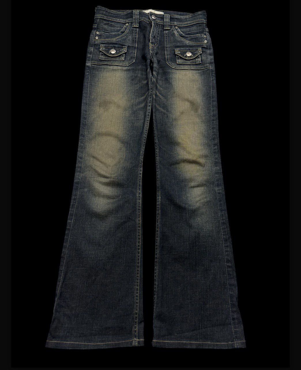 Japanese Brand × Vintage FLARE 90s Something Edwin Insane Rusty Mudwash Dark Jeans Size US 27 - 1 Thumbnail