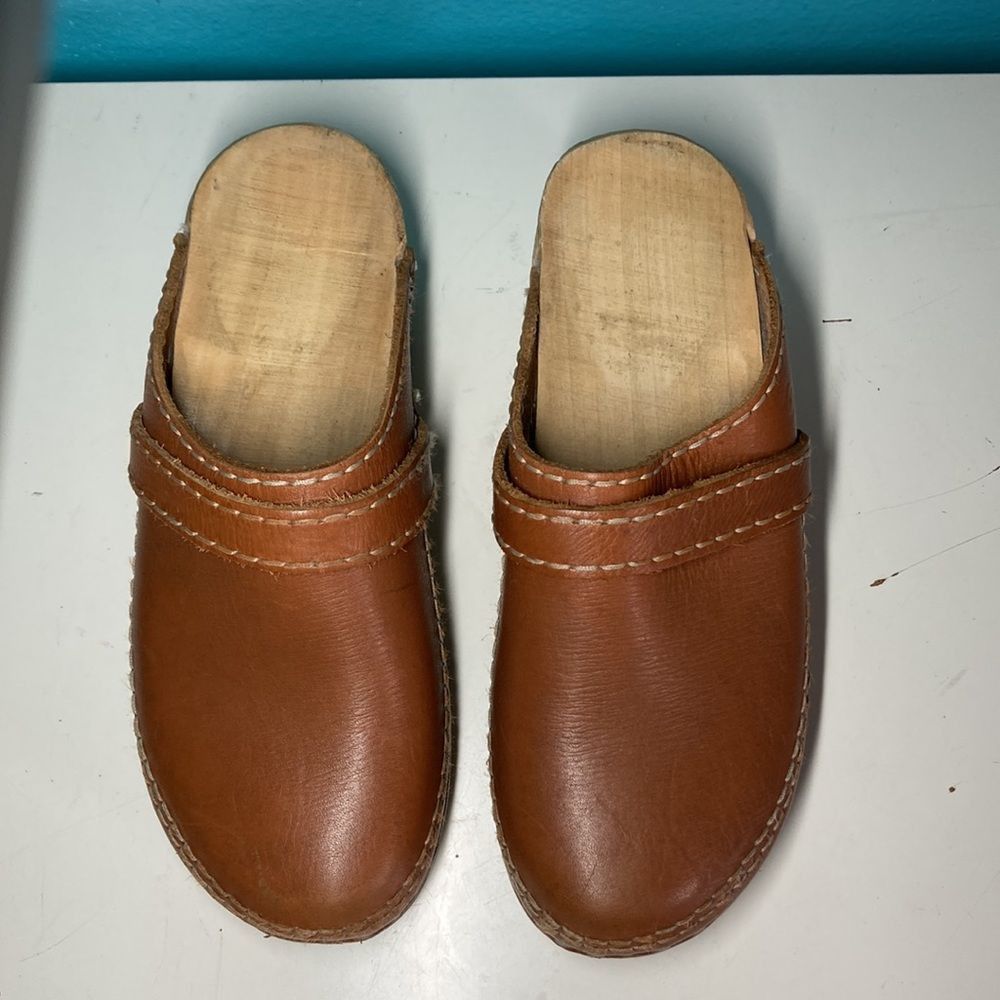 Aero Leathers Gevavi Wood & Leather Clogs Size 39- 8.5 US Size US 8.5 / IT 38.5 - 4 Thumbnail
