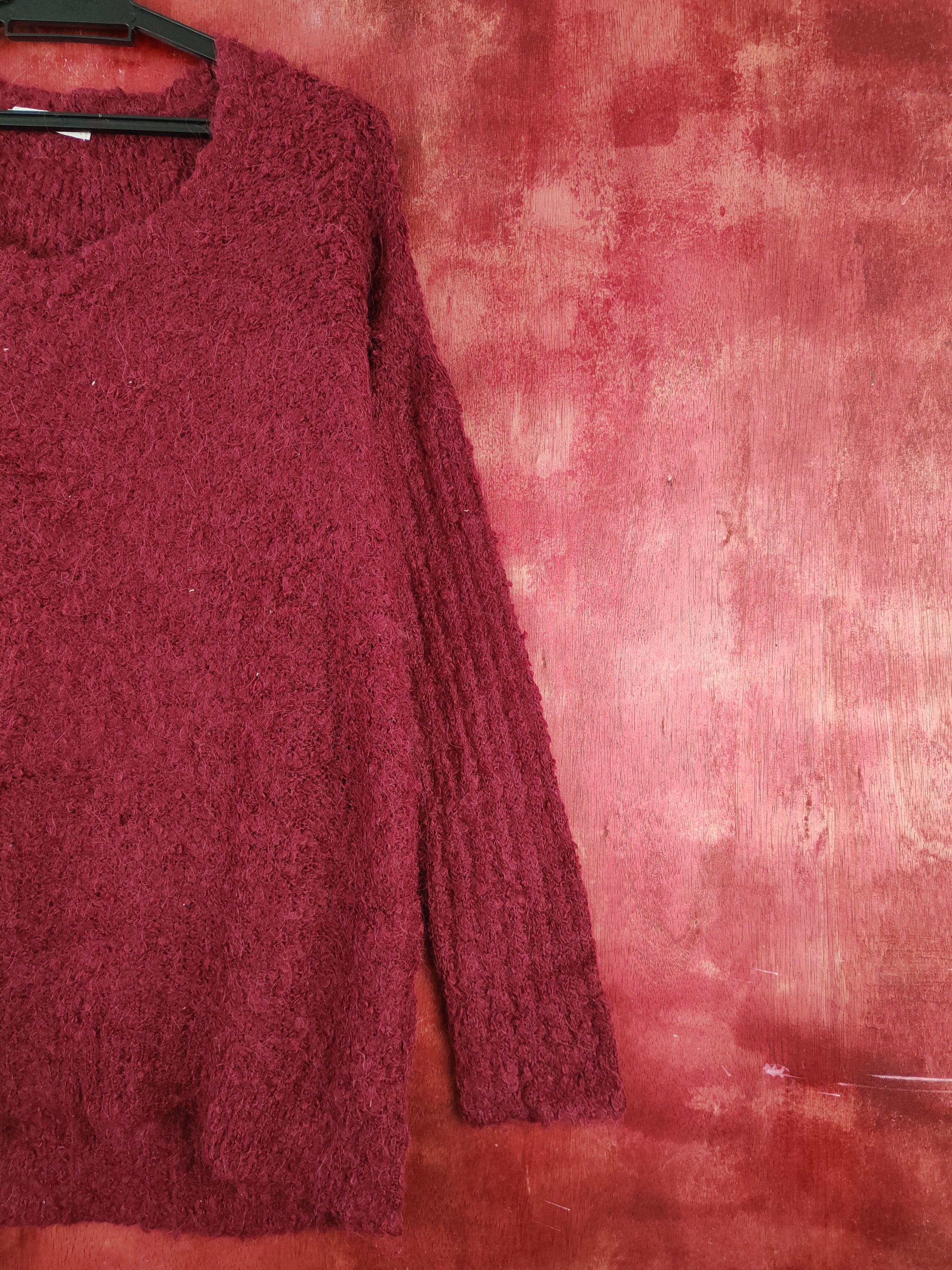 Aran Isles Knitwear Lowrys Farm Maroon Fur Mohair Knitwear #S2022 Size L / US 10 / IT 46 - 5 Thumbnail
