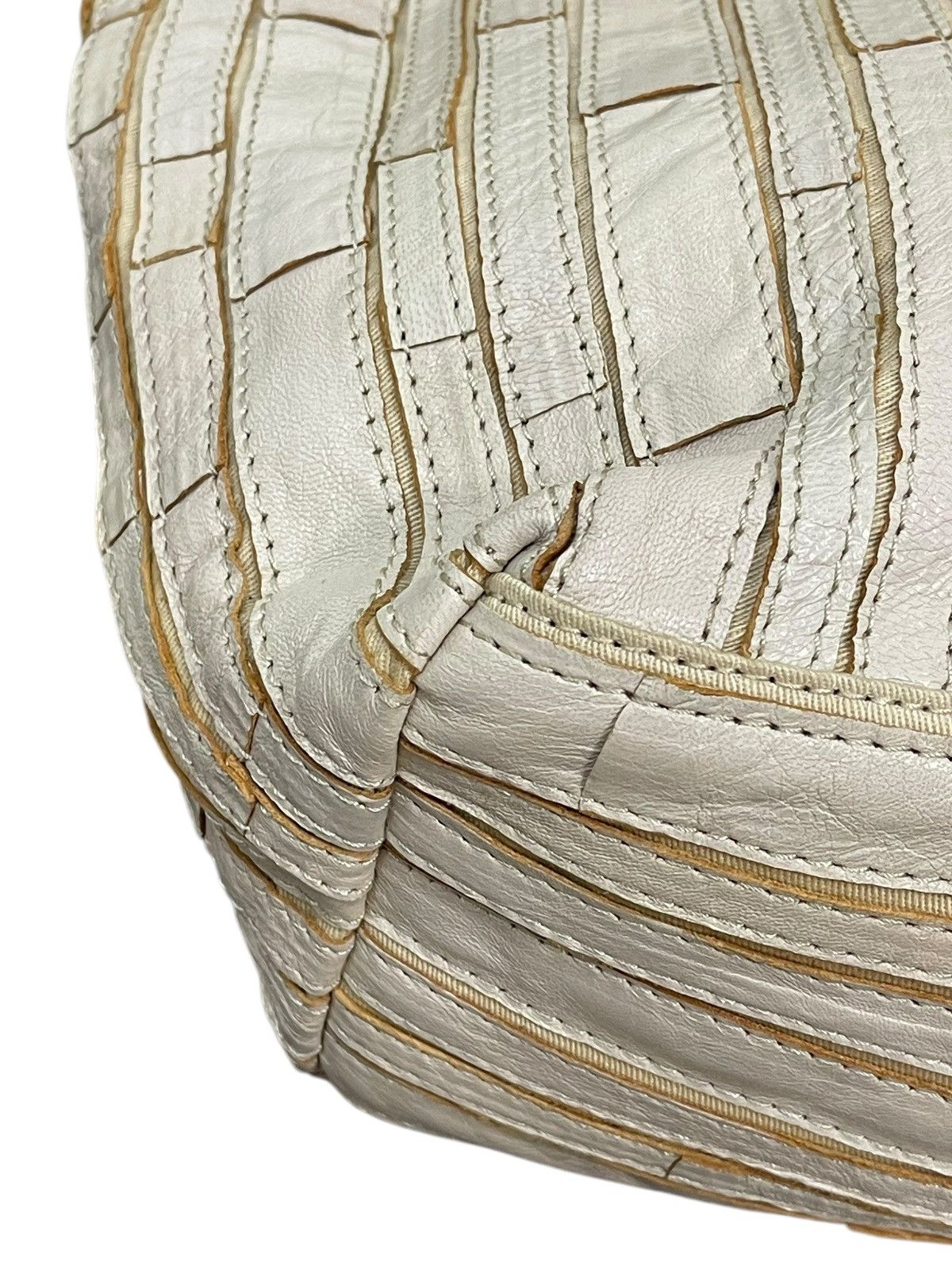 Genuine Leather Leather Patchwork Striped Trideep Tote Shoulder Bag 1🟩5 Size ONE SIZE - 7 Thumbnail
