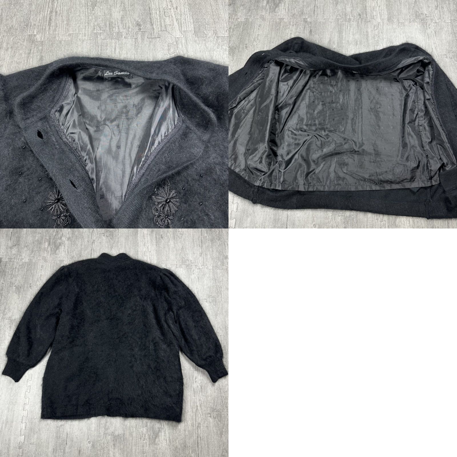 Lee VINTAGE Lee Sands Women's Beaded Angora Fuzzy Long Sleeve Button-Up Cardigan Jacket One Size Black Fall Winter Size ONE SIZE - 8 Thumbnail