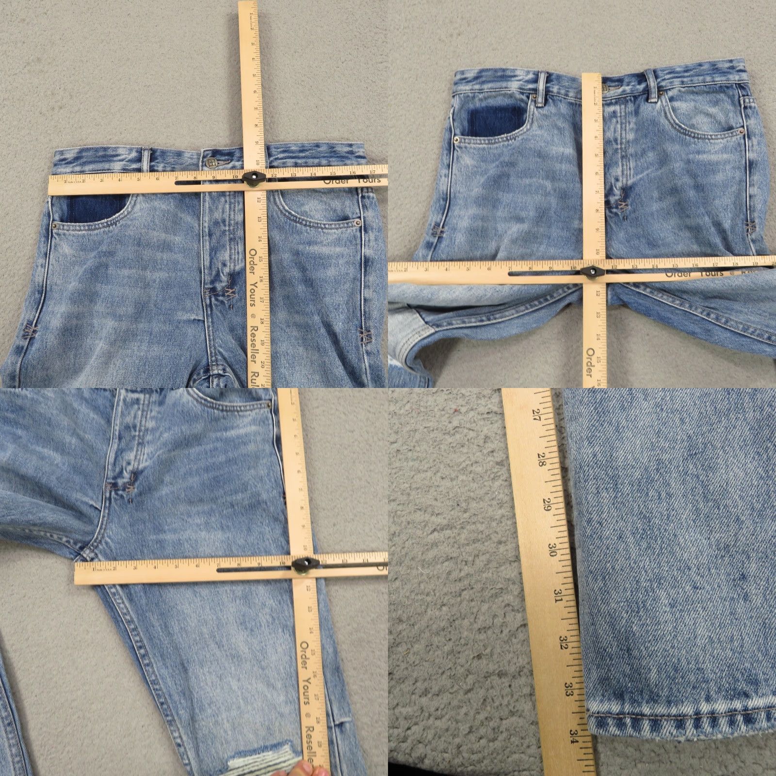 Ksubi Ksubi Jeans 33x34 Chitch Retrograde Thrashed Denim Patchwork Grunge Designer Men Jeans Slim 33 Blue Distressed 5-Pocket Mens Size US 33 - 9 Thumbnail