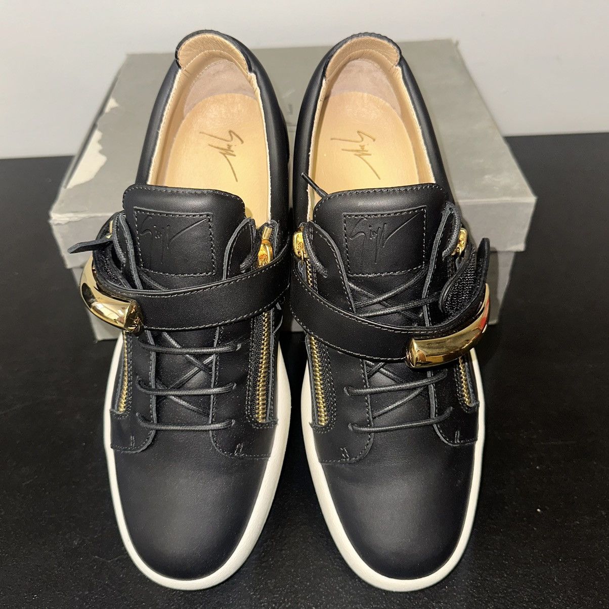Giuseppe Zanotti Giuseppe Zanotti Men's Black Gold Double-Zip Sneakers Size US 15 / EU 48 - 4 Thumbnail
