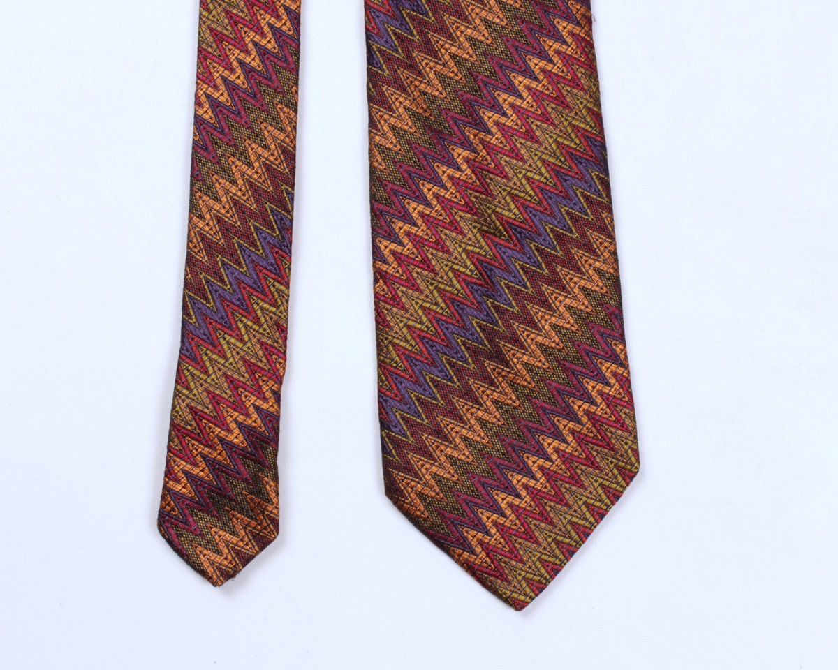 Designer × Missoni × Vintage MISSONI Cravatte Vintage Geometric Zig Zag Chevron Silk Tie Size ONE SIZE - 4 Thumbnail