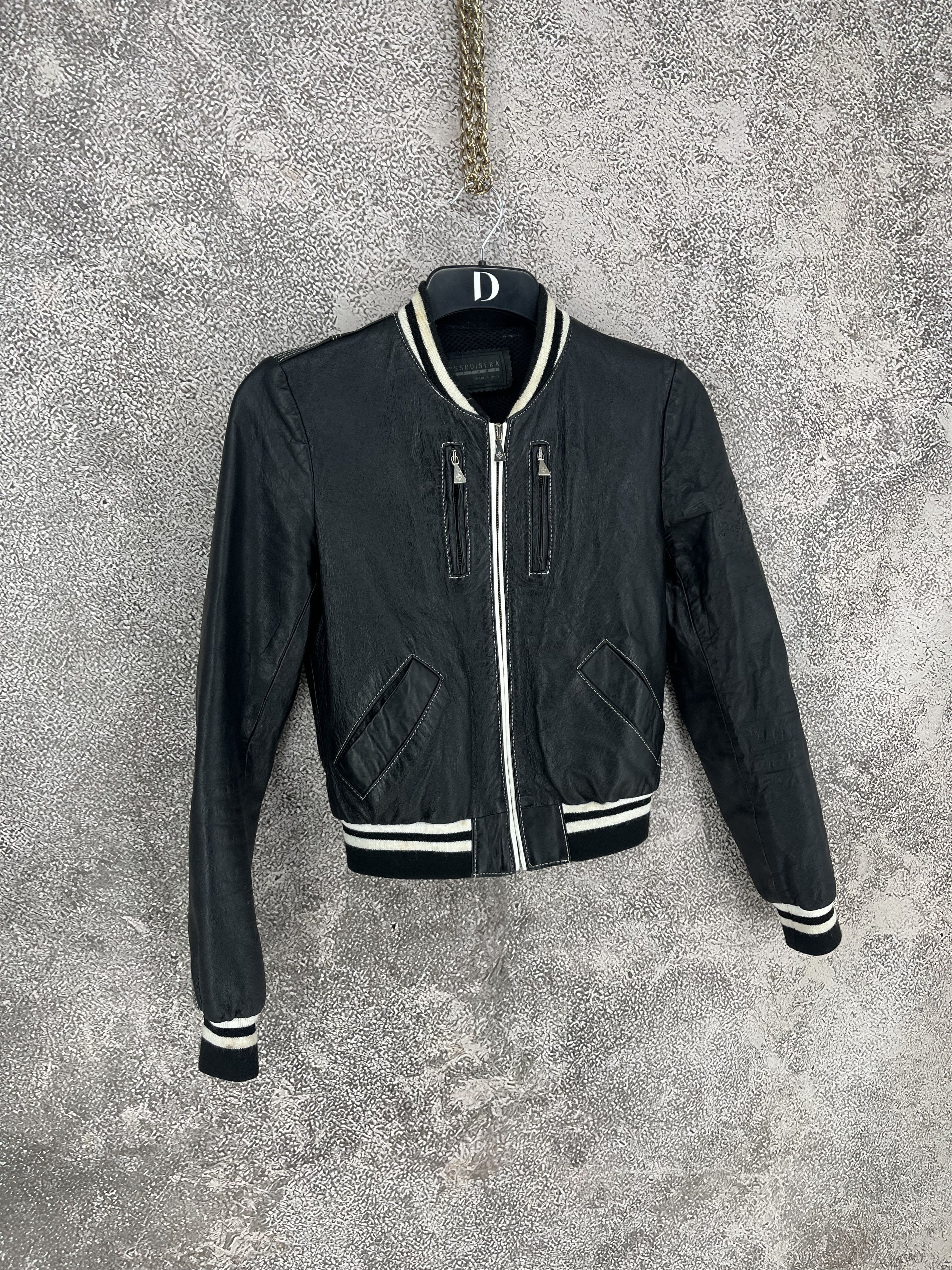 Leather Rossodisera Womens Black Leather Bomber Jacket Size US M / EU 48-50 / 2 - 2 Thumbnail