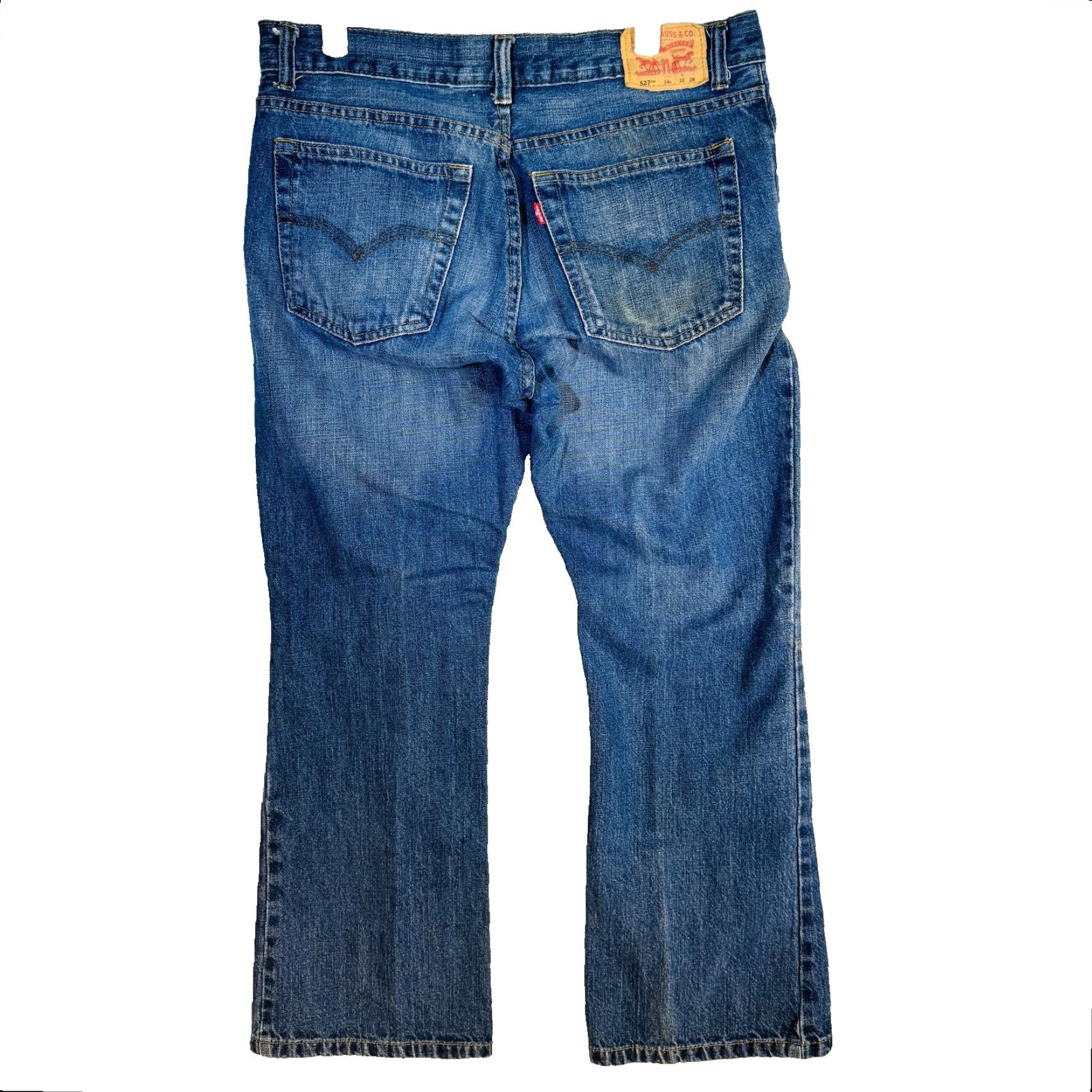 Levi's Levis 527 Jeans Teens Blue Medium Wash Bootcut Slim Denim Zip Fly Adult? (clarify not included) Size US 33 - 5 Thumbnail
