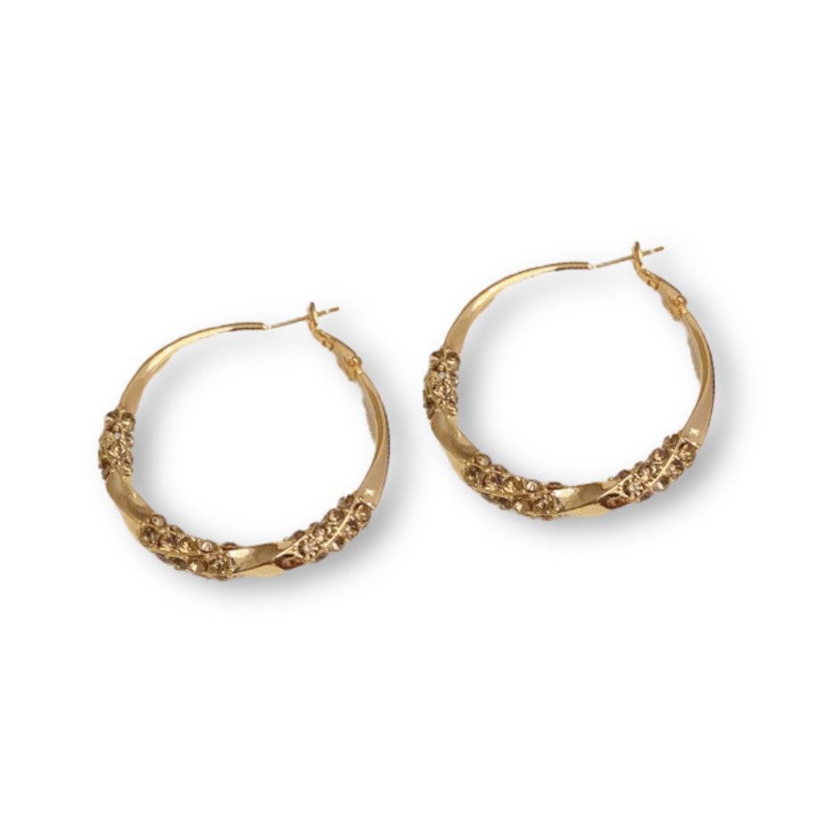 Other Twisted Gold Hoop Earrings for Women Elegant Classic Design Size ONE SIZE - 1 Thumbnail