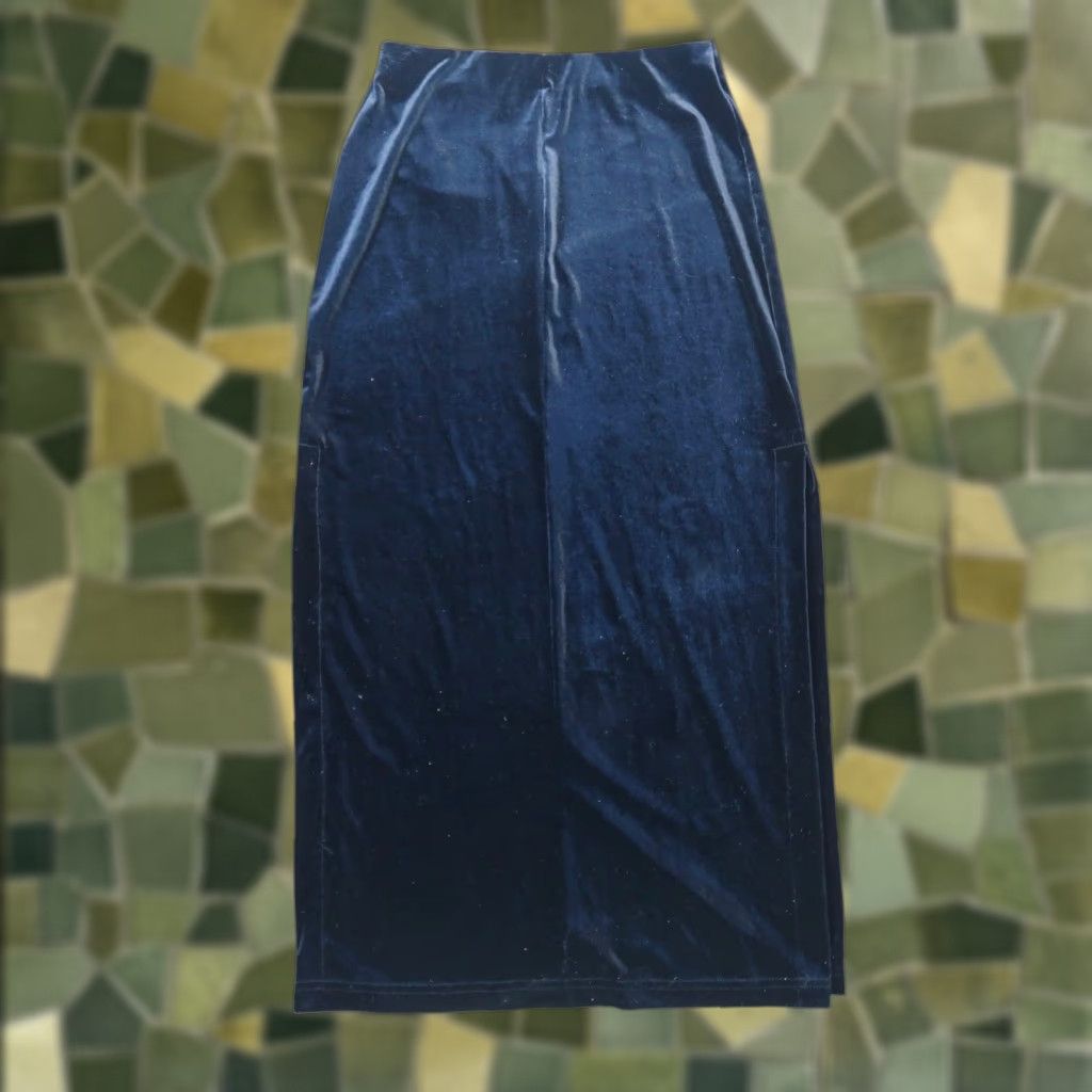 Vintage VINTAGE 90s A. Byer Black Velvet Maxi Skirt M Skirt Women's Velvet Polyester Spandex Formal Casual Party/Cocktail 90s Theme Mens? No Size 32" / US 10 / IT 46 - 1 Thumbnail